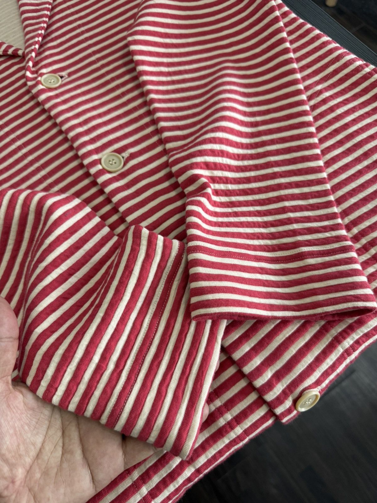 Y's Y’s for Living Long Stripe Cardigan Coat Jpn Minimalist Knit Size L / US 10 / IT 46 - 6 Thumbnail