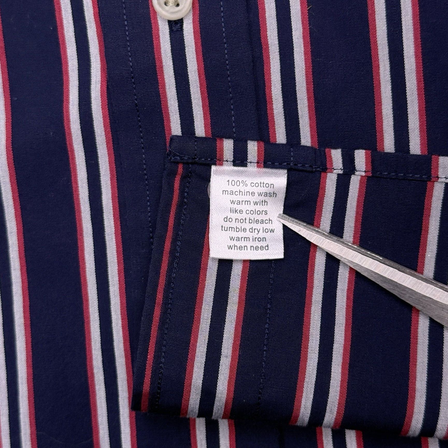 Vintage Paul Fredrick Shirt Mens XL Navy Striped Button-Up Long Sleeve Collared Classic All Seasons Knit Cotton Button-Down Casual Workwear Size US XL / EU 56 / 4 - 6 Thumbnail