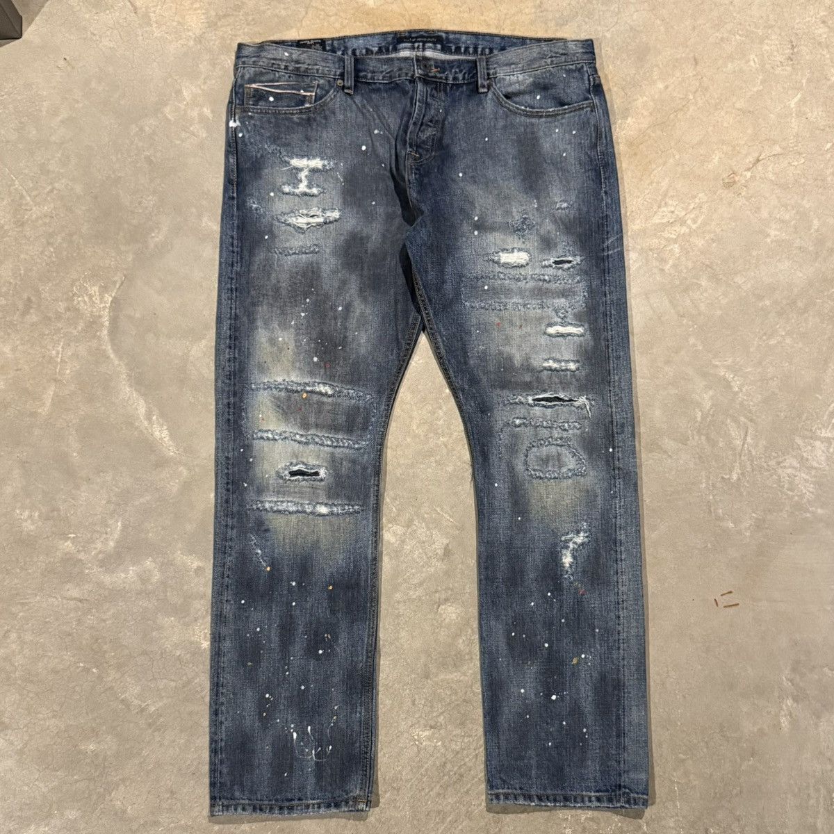 Cult Of Individuality Faded Distressed Japanese Selvedge Paint Splatter Jeans ERD Size US 42 / EU 58 - 1 Thumbnail