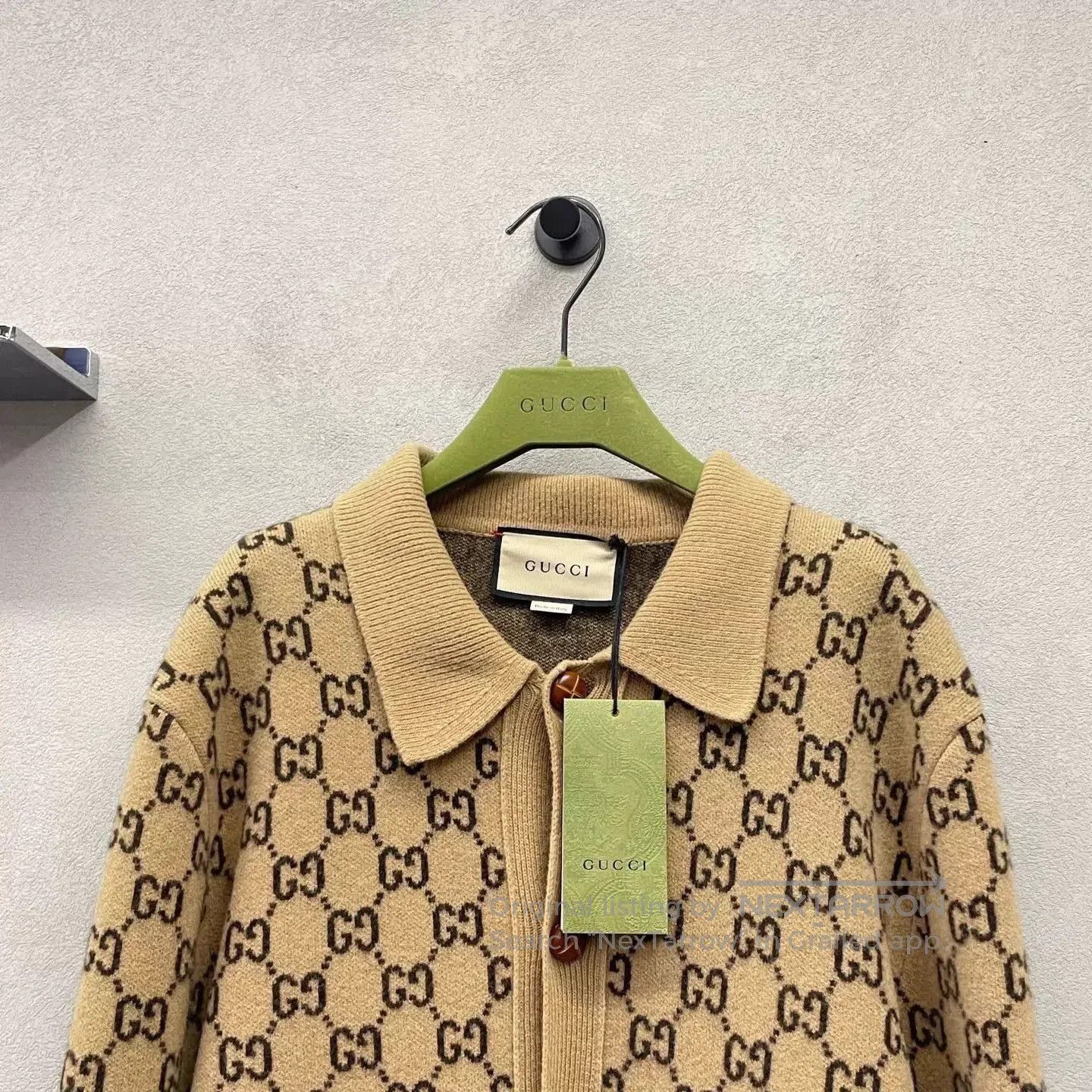 Gucci Beige Patterned Button-Up Cardigan. Size US M / EU 48-50 / 2 - 4 Thumbnail