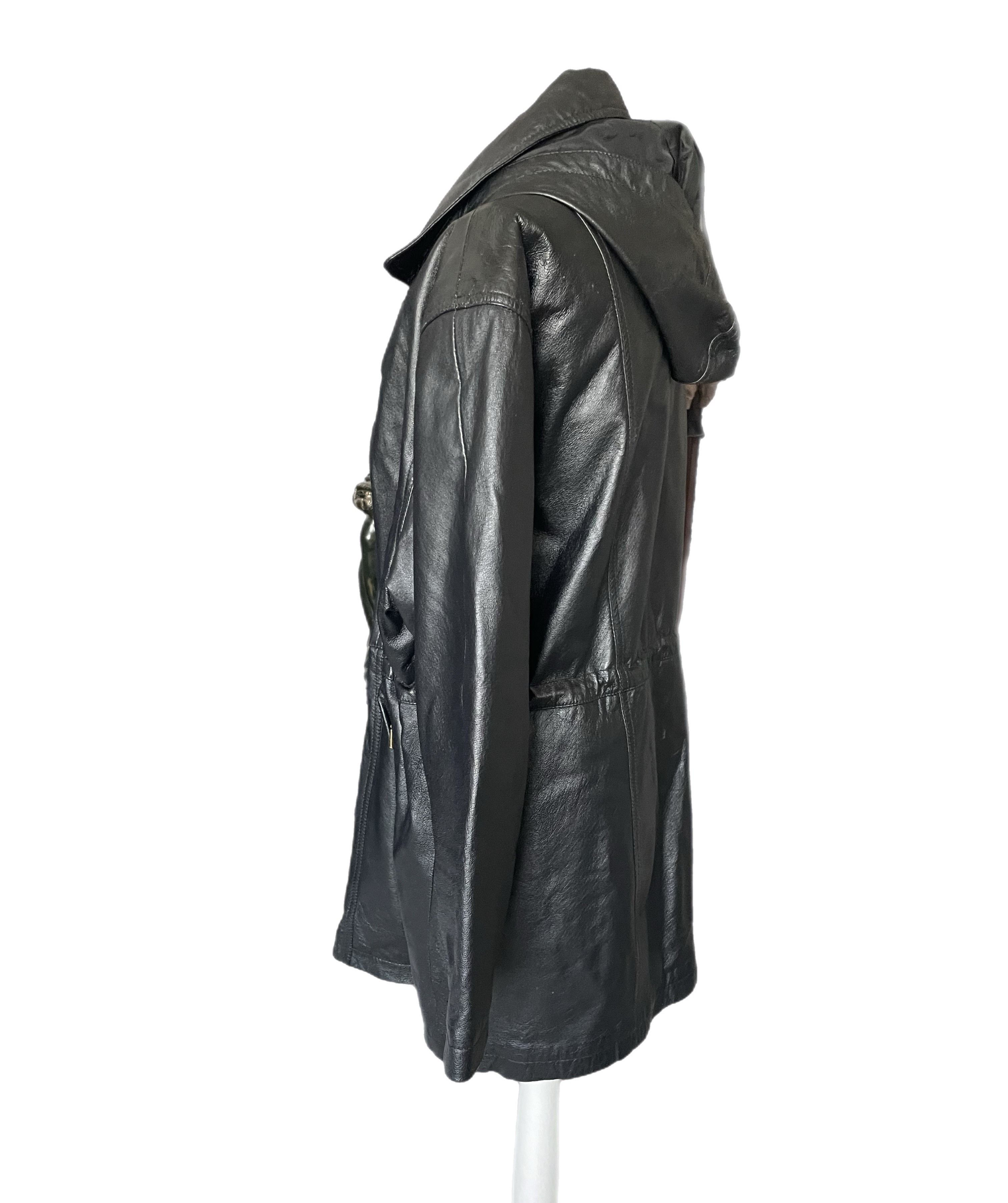 Other Women's Leather Jacket Avitano M Vintage Black 90s 1990s Size M / US 6-8 / IT 42-44 - 7 Thumbnail