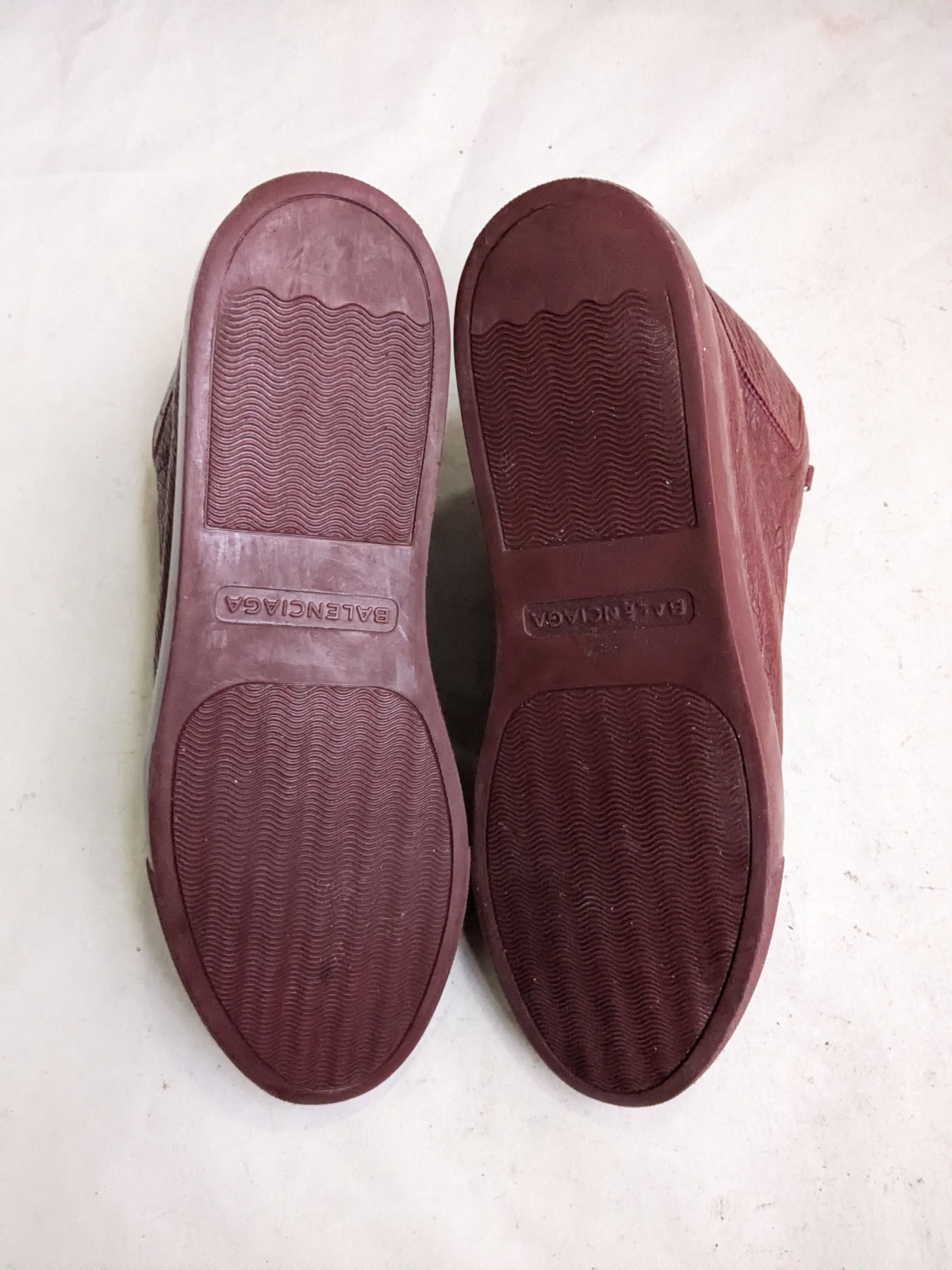 Balenciaga Balenciaga Arenas Burgundy Leather 12 High Tops Size US 12 / EU 45 - 15 Thumbnail