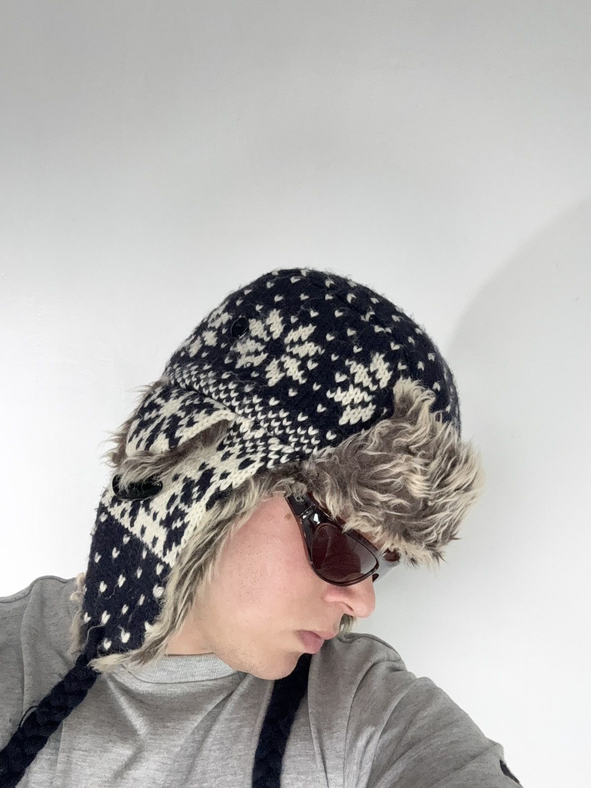 Le Grande Bleu (L.G.B.) Vintage Y2K Fuzzy Fur Ushanka Hat if six was nine LGB Style Size ONE SIZE - 10 Thumbnail