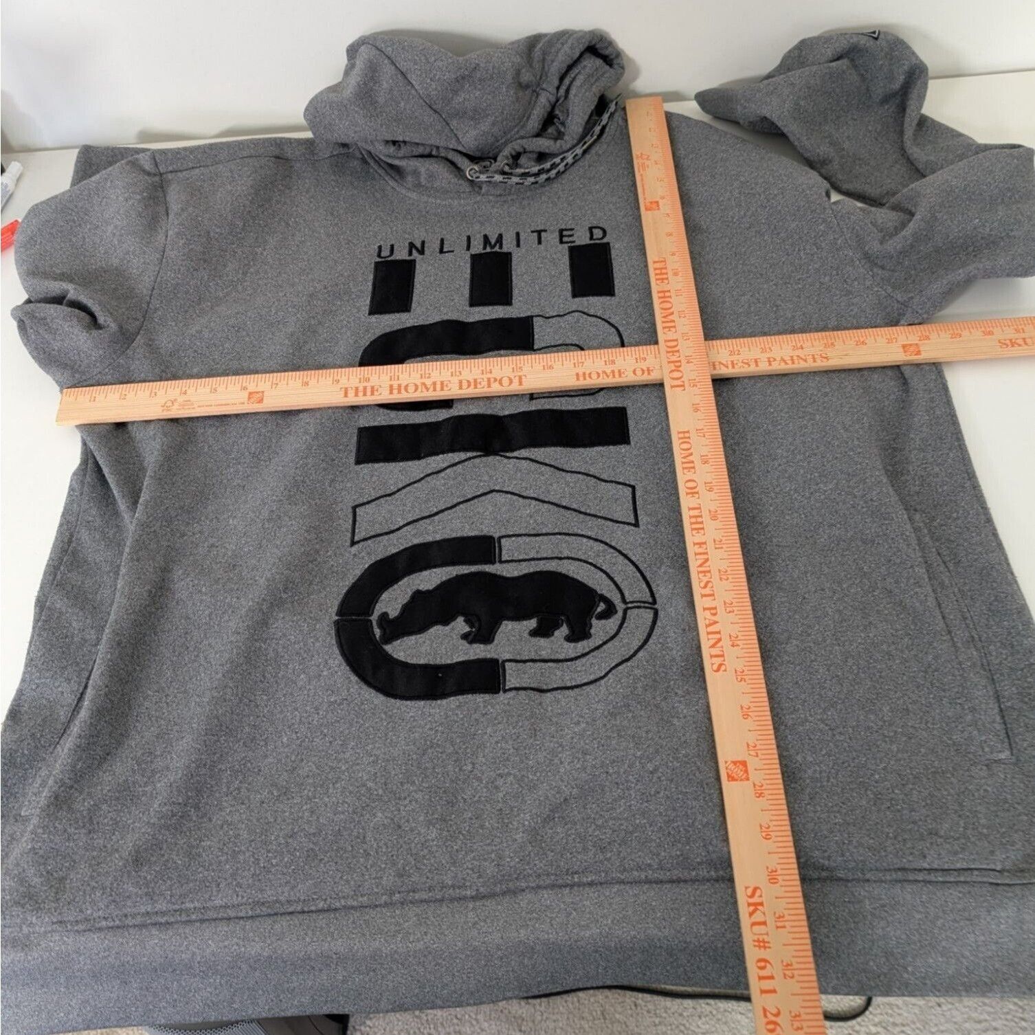 Designer Y2K Ecko Unltd Embroidered Logo Hoodie Mens Size 4XL Gray Size 4XL / US 24-26 - 10 Thumbnail
