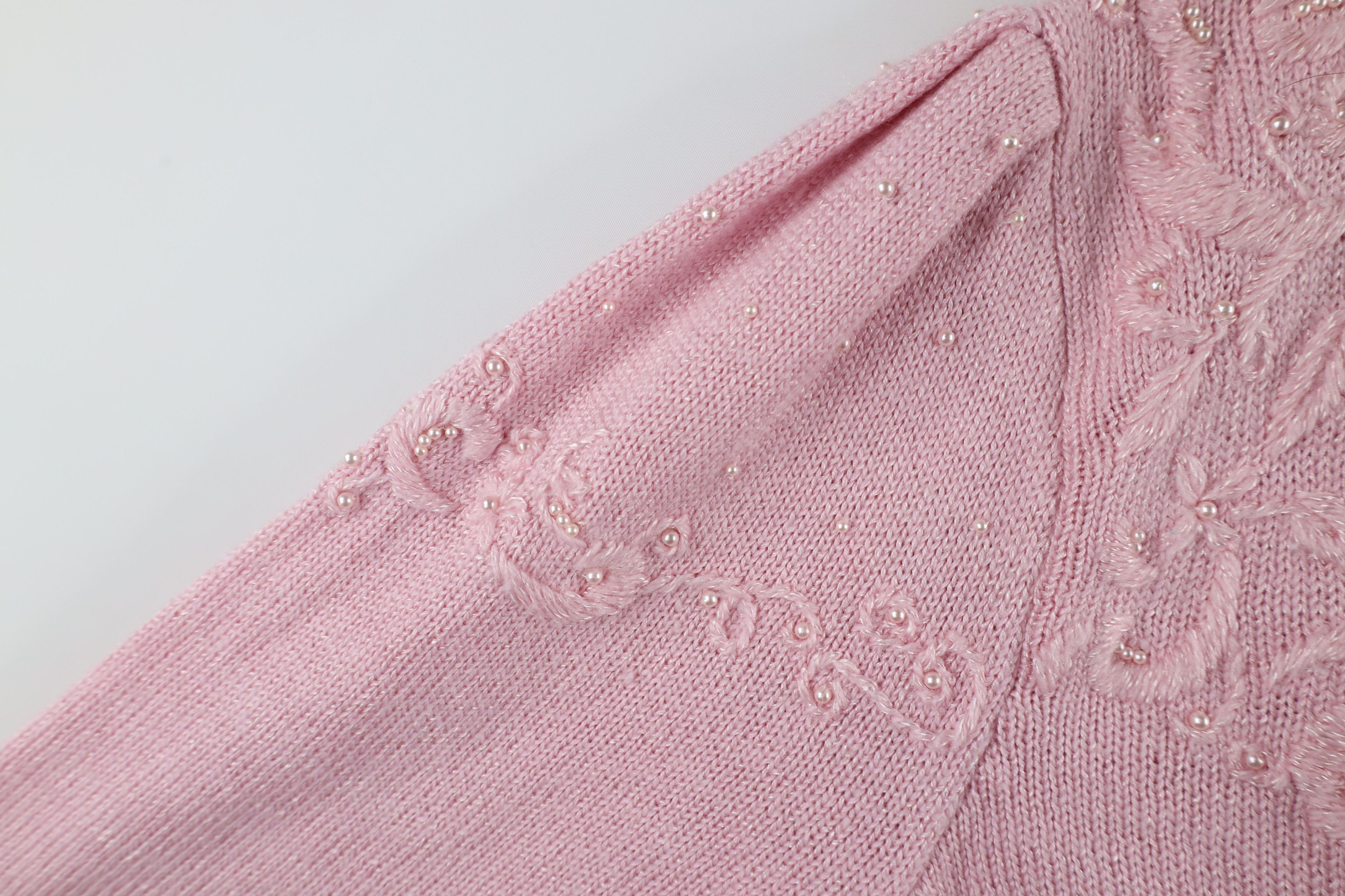 Vintage Vintage 80s 90s Mid Mod Beaded Puff Sleeve Knit Sweater Size L / US 10 / IT 46 - 6 Thumbnail