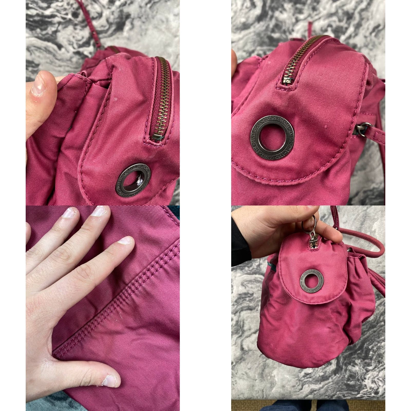 Diesel VINTAGE Diesel Metal Logo Mini Hanbag Shoulder Bag Women Pink Leather Zipper 00s Y2K Size ONE SIZE - 8 Thumbnail