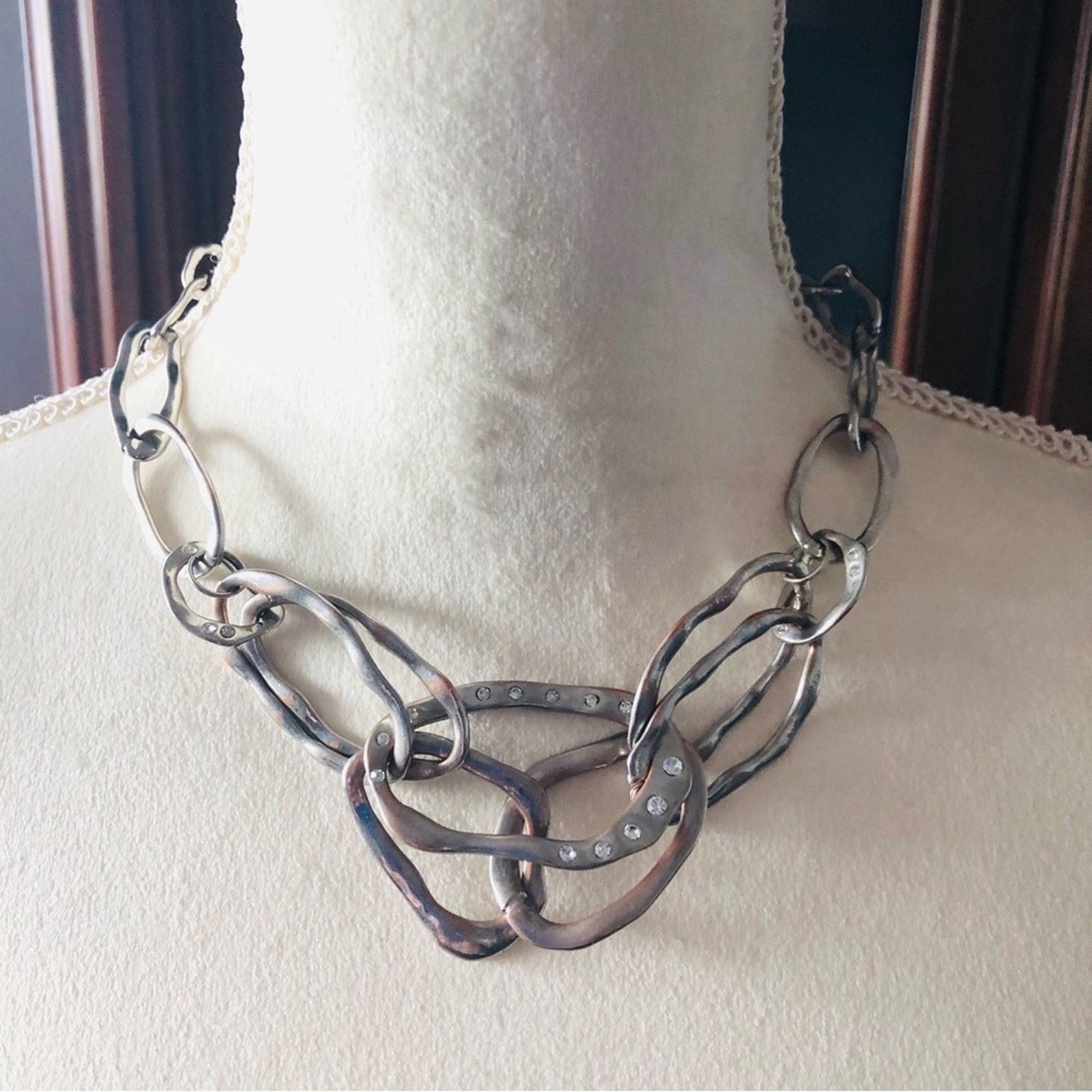 Jewelry Elle silver plated hammered link chain necklace Size ONE SIZE - 2 Thumbnail