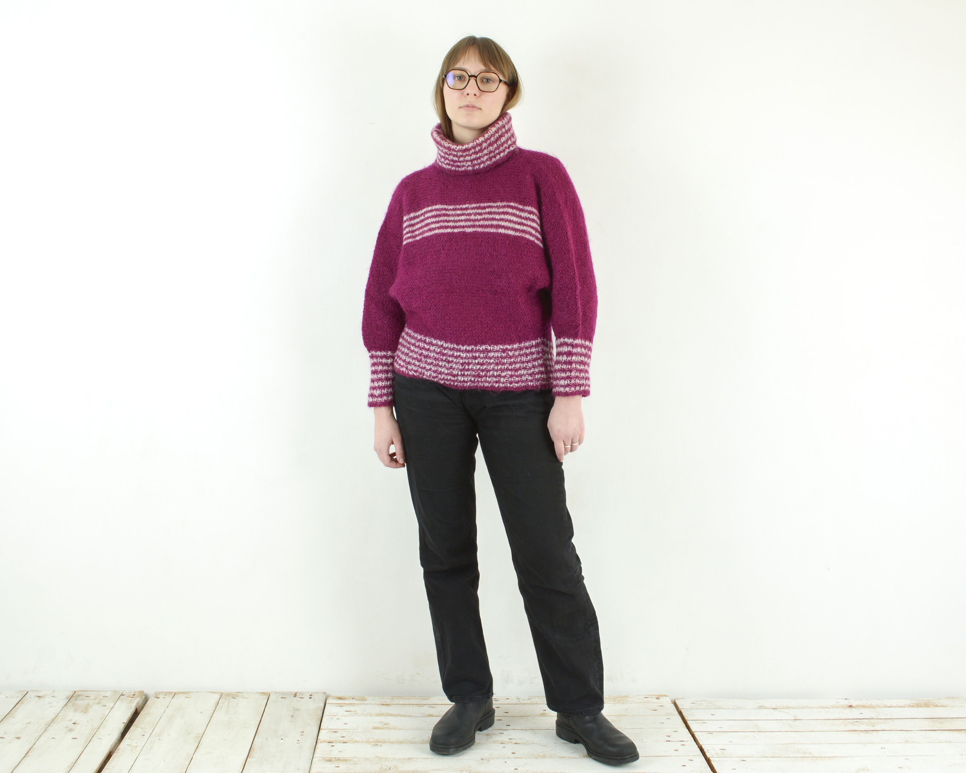 Handmade Handmade Wool Sweater Pullover Jumper Knitted Turtle Neck Size M / US 6-8 / IT 42-44 - 4 Thumbnail