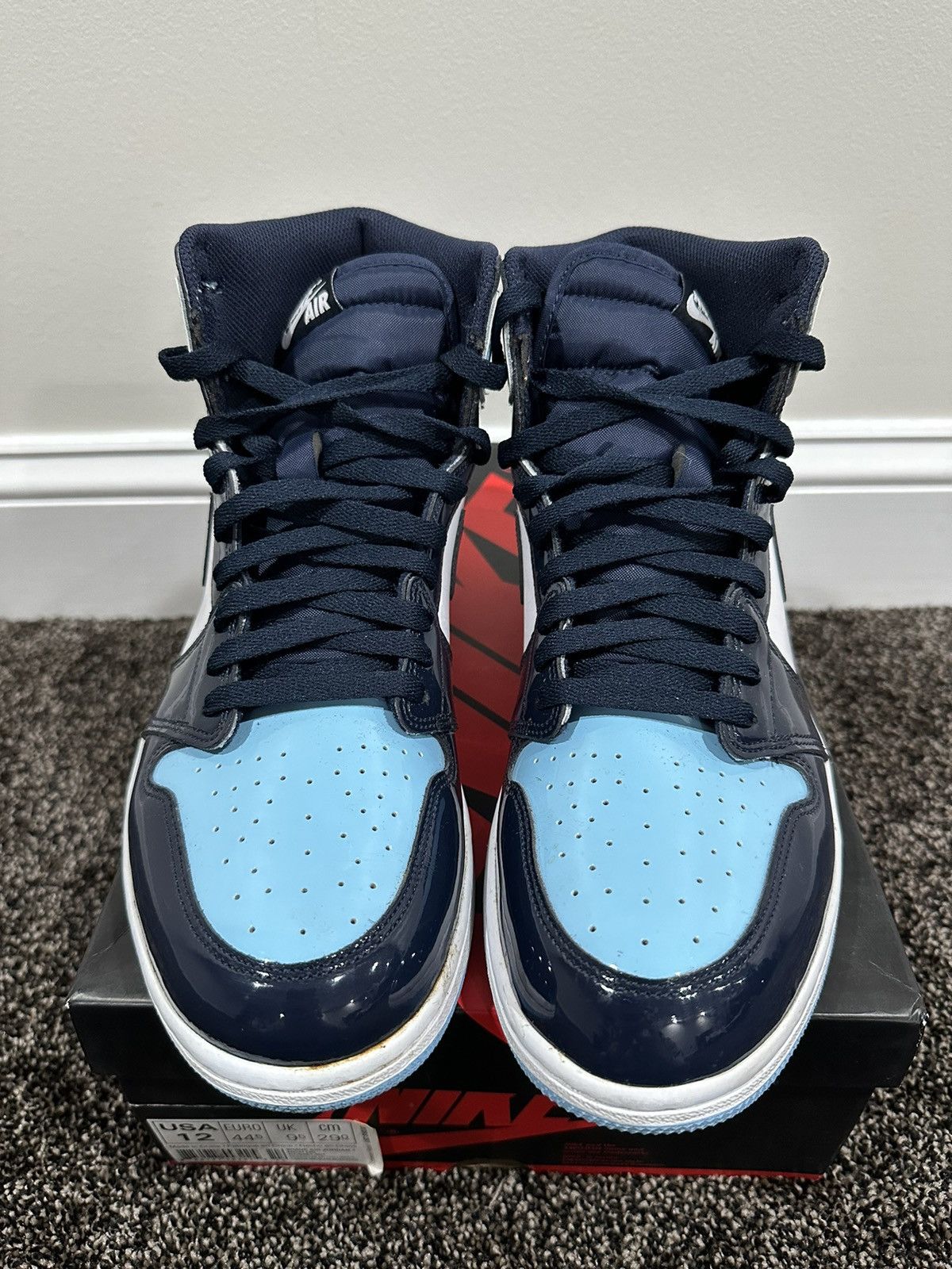 Jordan Brand Air Jordan Retro 1 Wmns OG “Blue Chill” Patent Leather Shoes Size US 10.5 / EU 43-44 - 6 Thumbnail