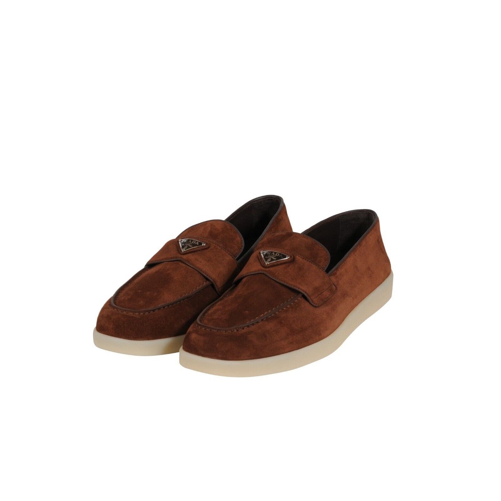 Prada Saint Tropez Suede Loafers Brown Triangle Size US 11 / EU 44 - 3 Thumbnail