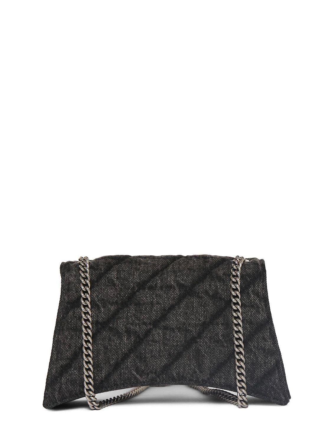 Balenciaga o1mt1gz0824 Size: OS / Crush XS Chain Bag Denim Black Size ONE SIZE - 4 Thumbnail