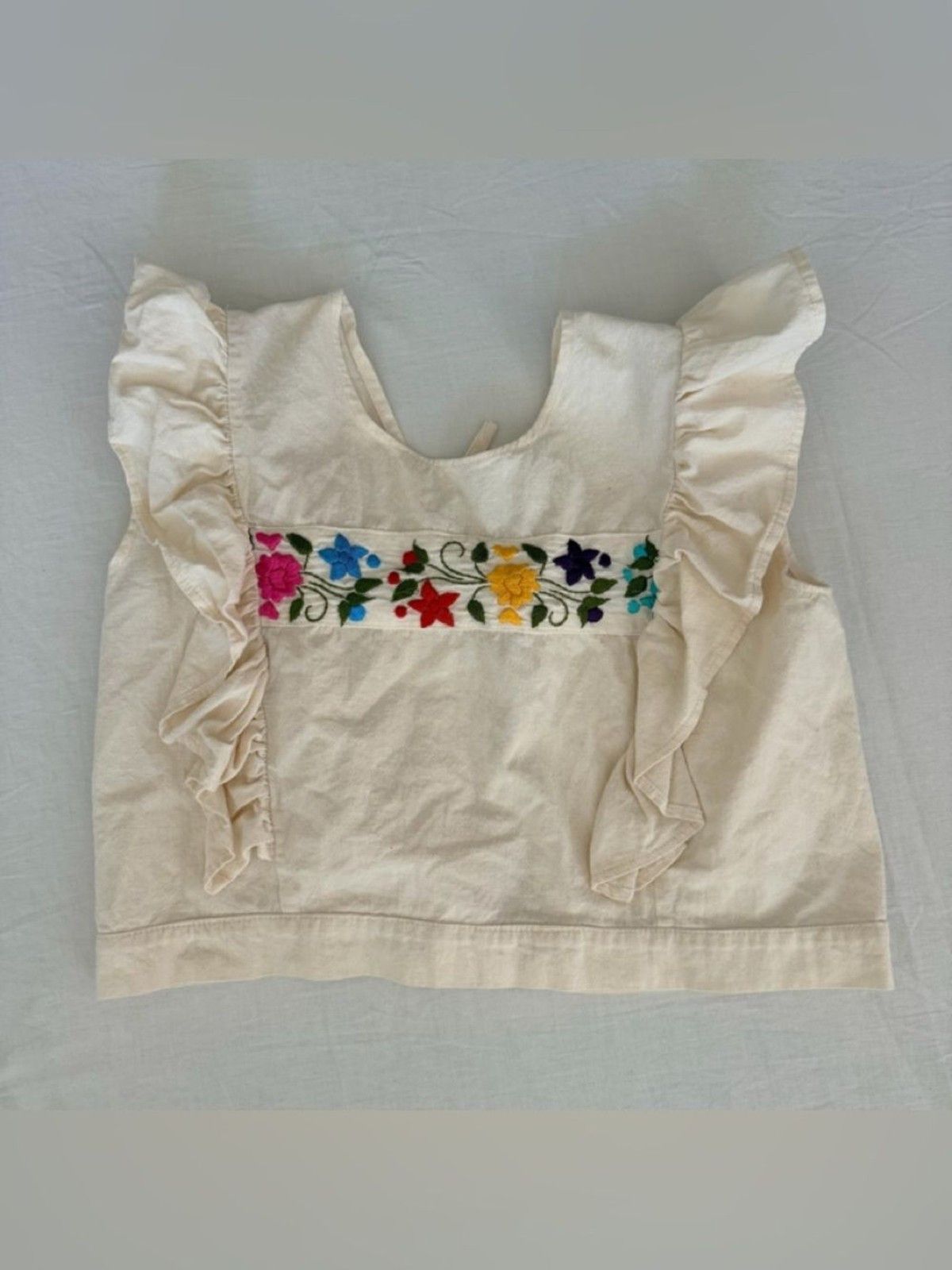 Other Handmade Embroidered Cotton Vest Tie Front Ruffle Crop Top Size S / US 4 / IT 40 - 8 Thumbnail
