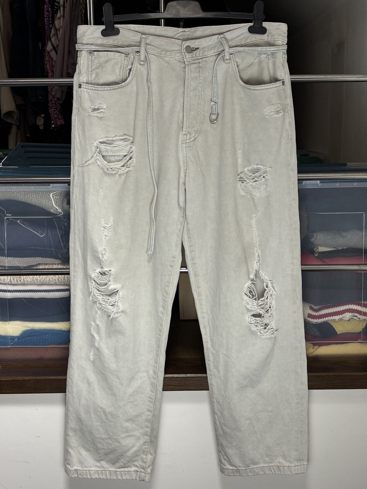 Acne Studios Acne Studios 1991 Toj Pompeii Distressed Loose Denim Pants Size US 36 / EU 52 - 1 Thumbnail