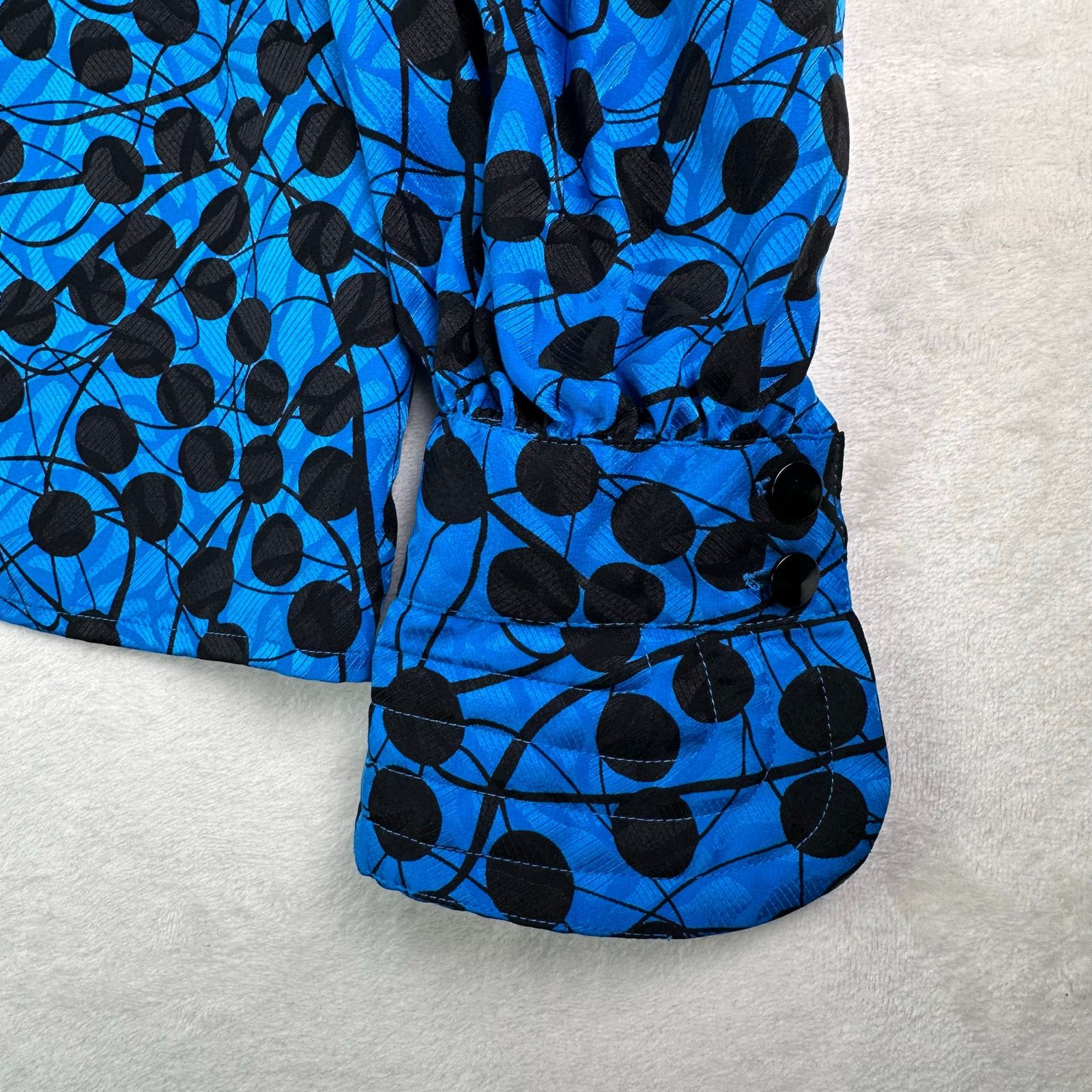 Adrianna Papell VTG Adrianna Papell Silk ButtonUp Blouse Polka Dot Blue Sz 8 Size M / US 6-8 / IT 42-44 - 2 Thumbnail