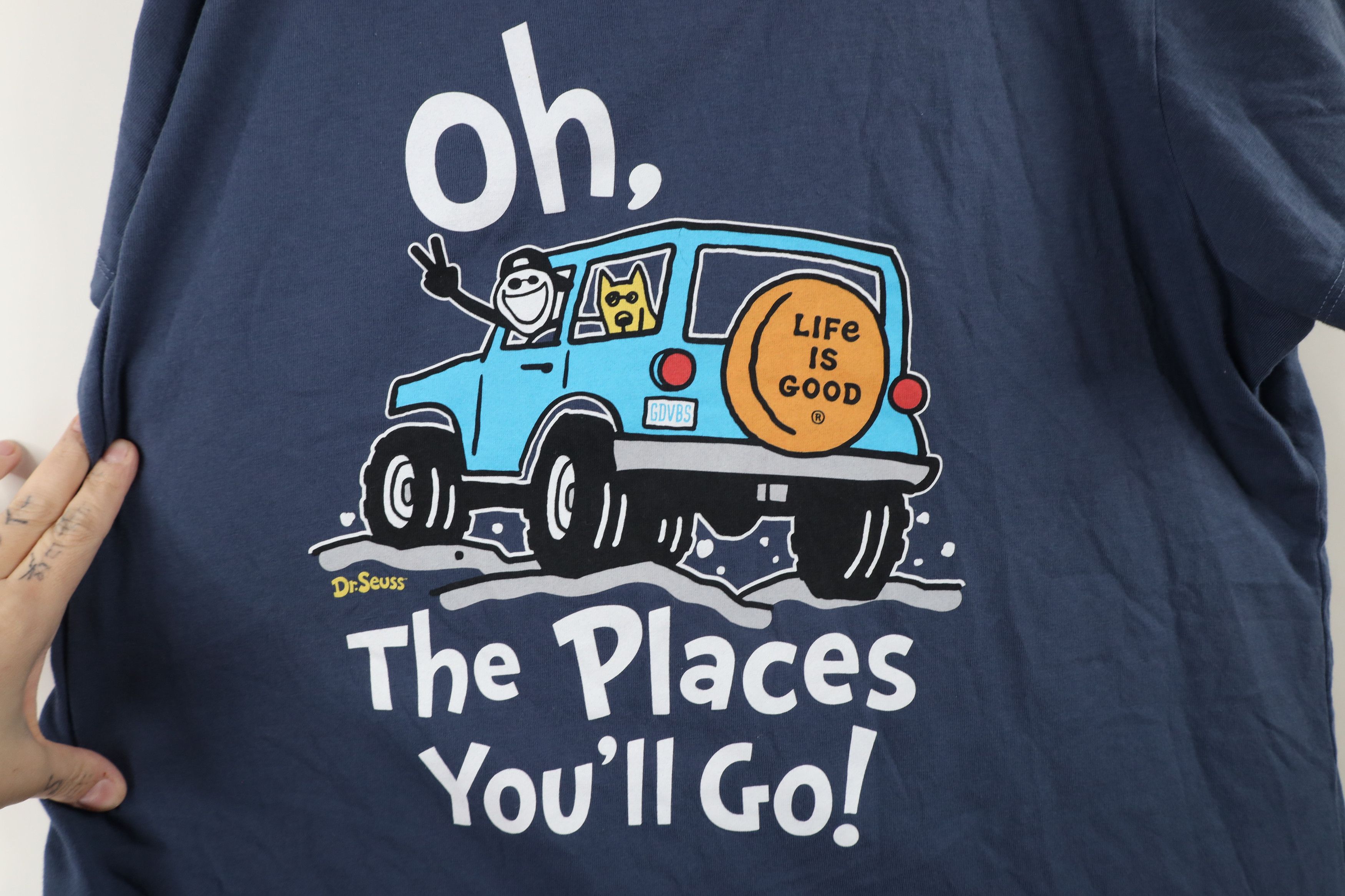 Life is Good × Vintage Life Is Good x Dr Seuss You'll Go Crusher T-Shirt Blue Size XL / US 12-14 / IT 48-50 - 6 Thumbnail