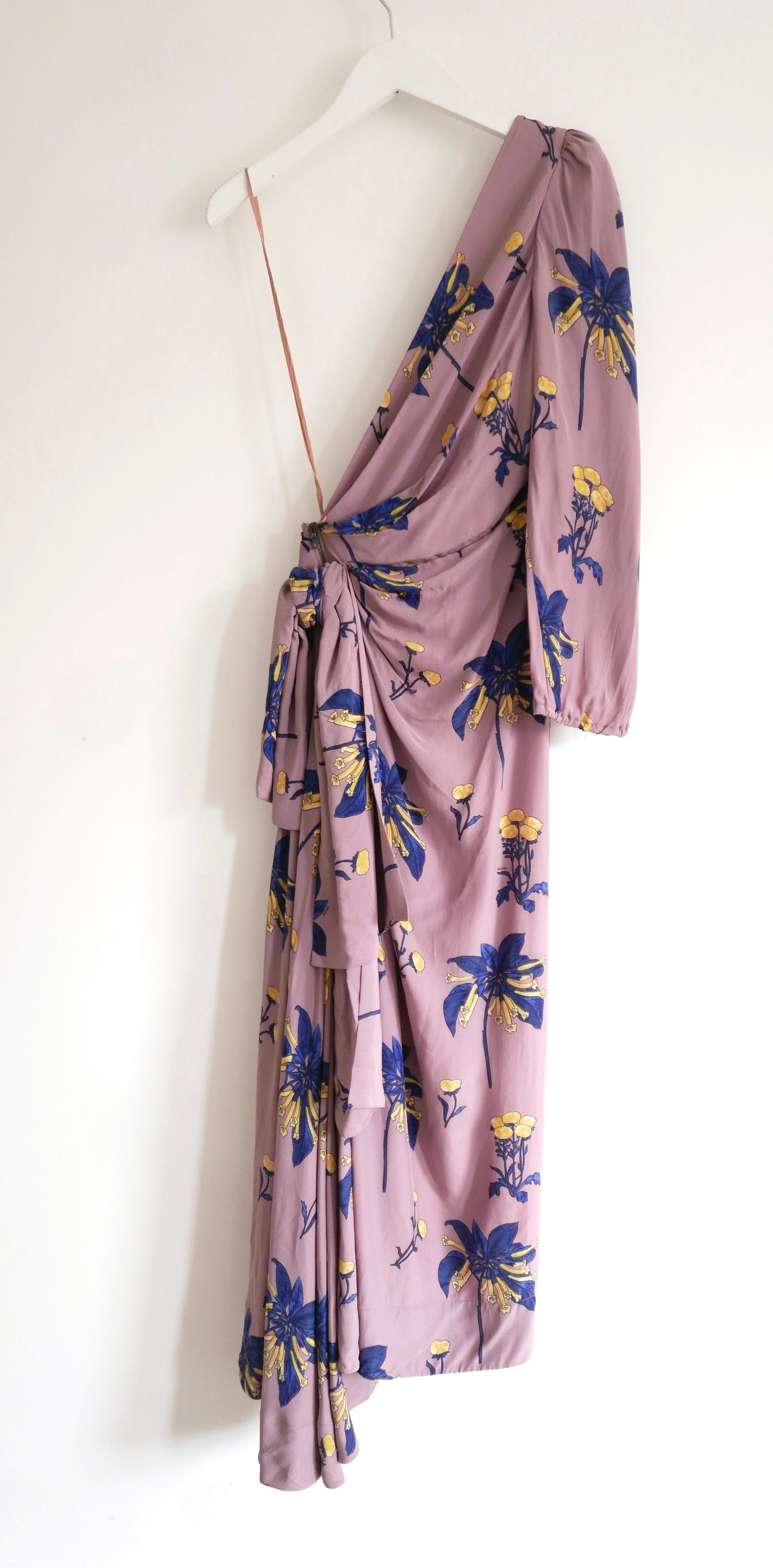 Prada Prada Resort 2008 Honeysuckle Print One Sleeve Dress Size XS / US 0-2 / IT 36-38 - 4 Thumbnail