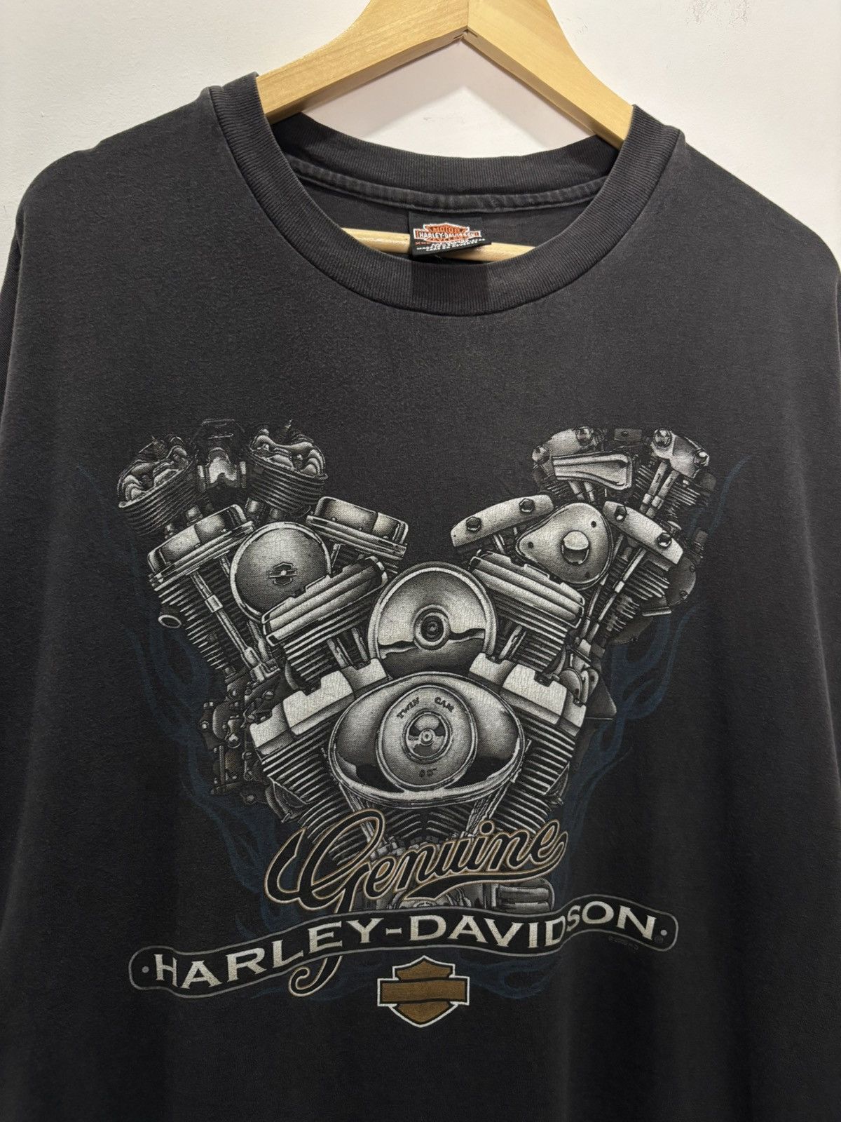 Harley Davidson Vintage Harley Davidson Flame Tshirt Size US XXL / EU 58 / 5 - 3 Thumbnail