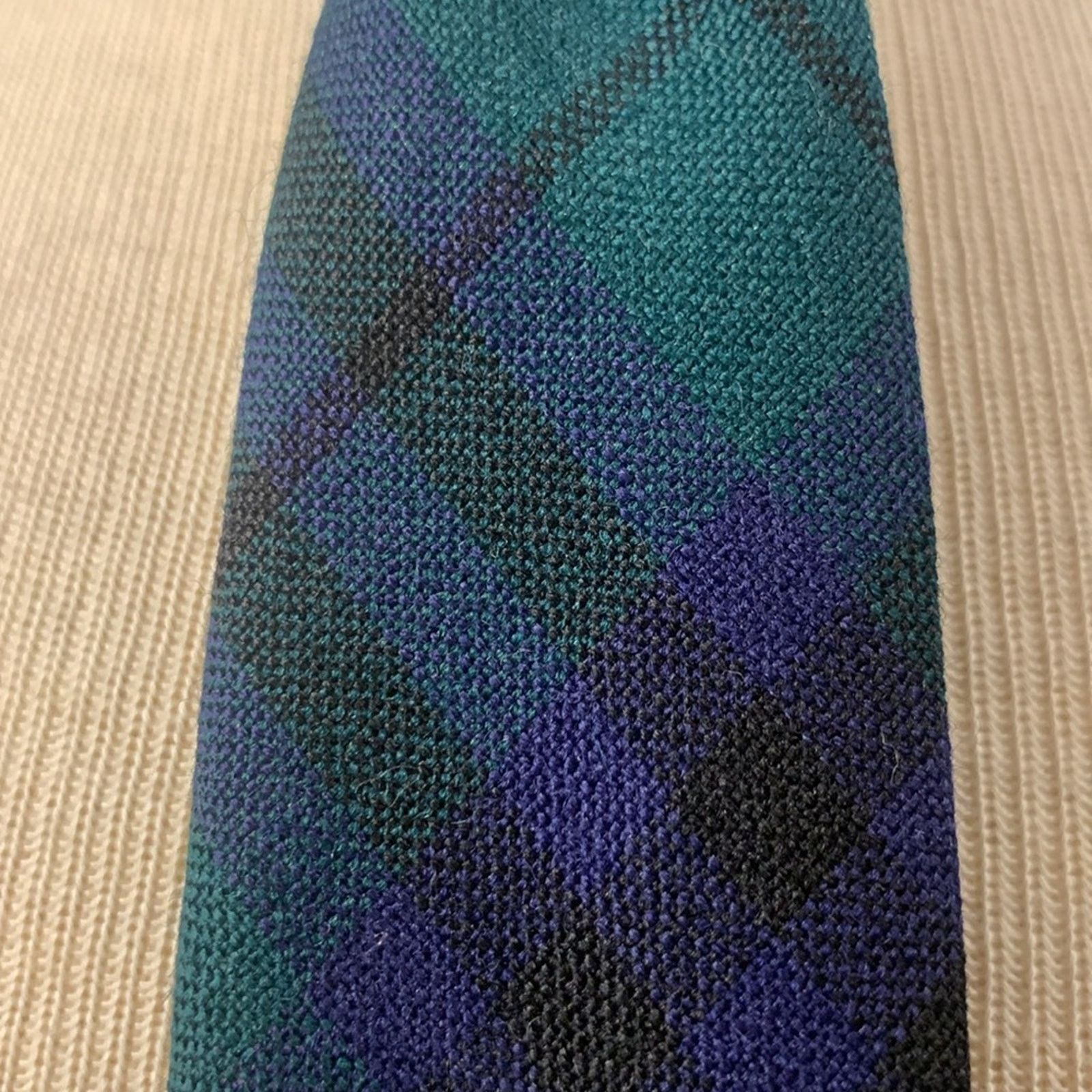 Vintage Scotland vintage wool necktie tartan plaid Marshall clan Size ONE SIZE - 3 Thumbnail