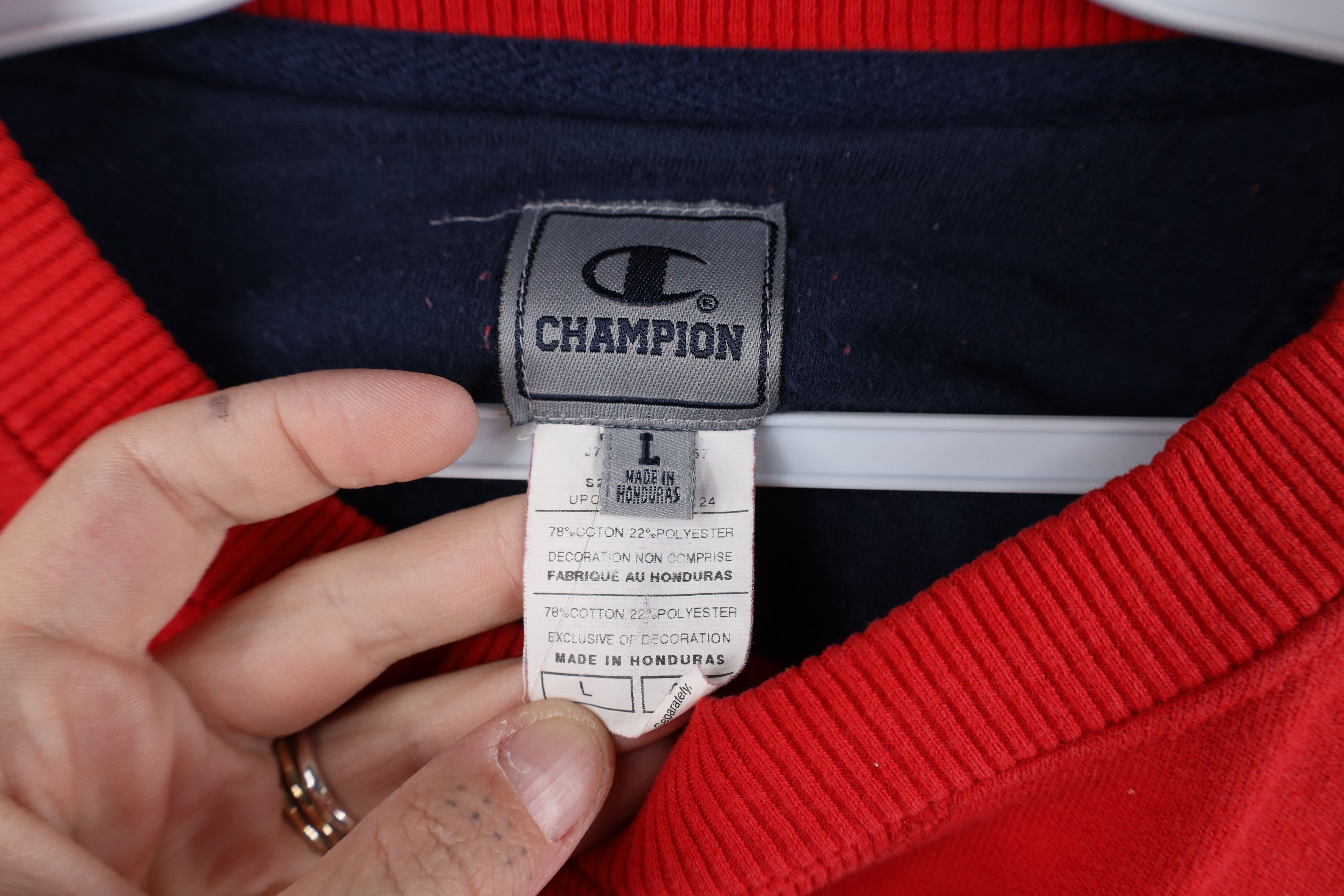 Champion Vintage 90s Champion Classic Logo Crewneck Sweatshirt Red Size US L / EU 52-54 / 3 - 8 Thumbnail