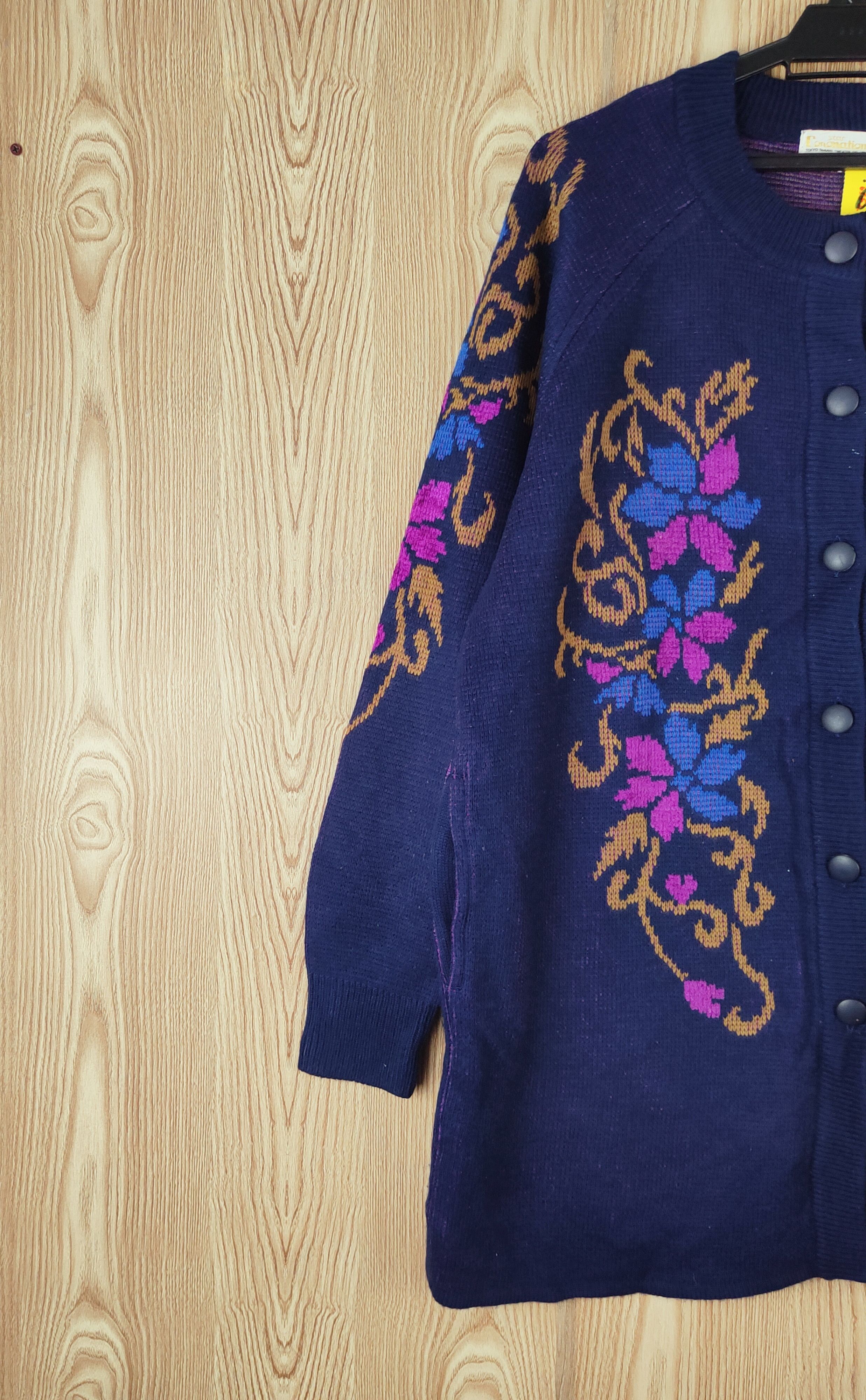 Vintage Star Coronation Dark Blue Knitwear Cardigan #W032 Size L / US 10 / IT 46 - 3 Thumbnail