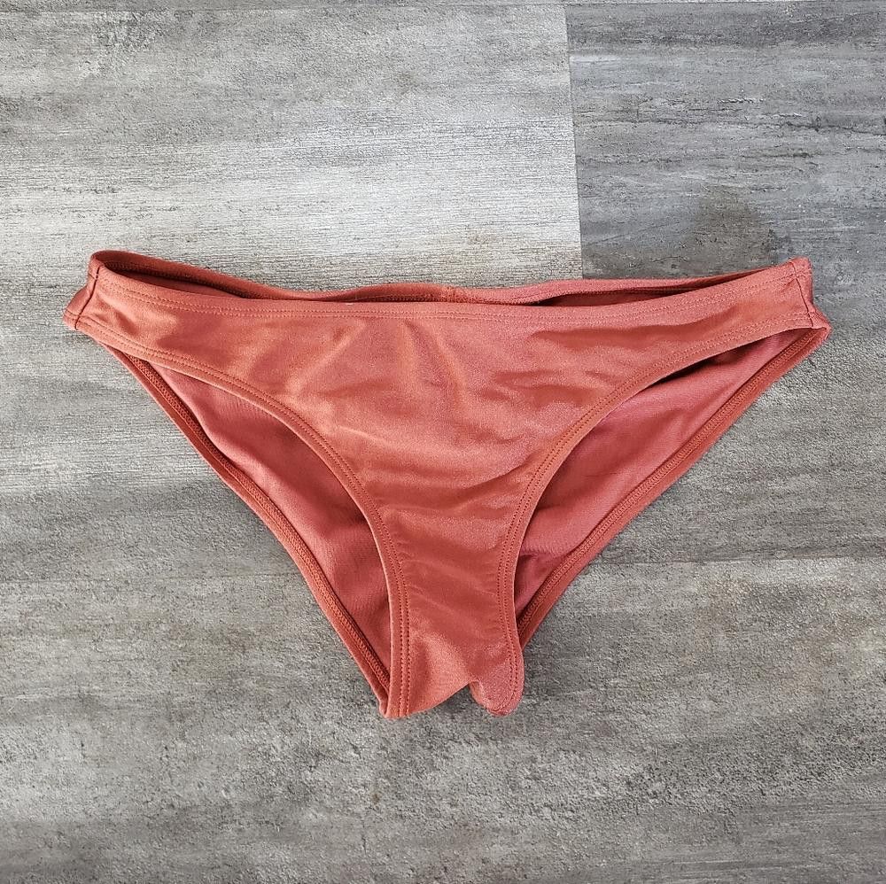 Designer Burnt Orange Metallic Shimmer Bikini Bottoms Size ONE SIZE - 1 Thumbnail