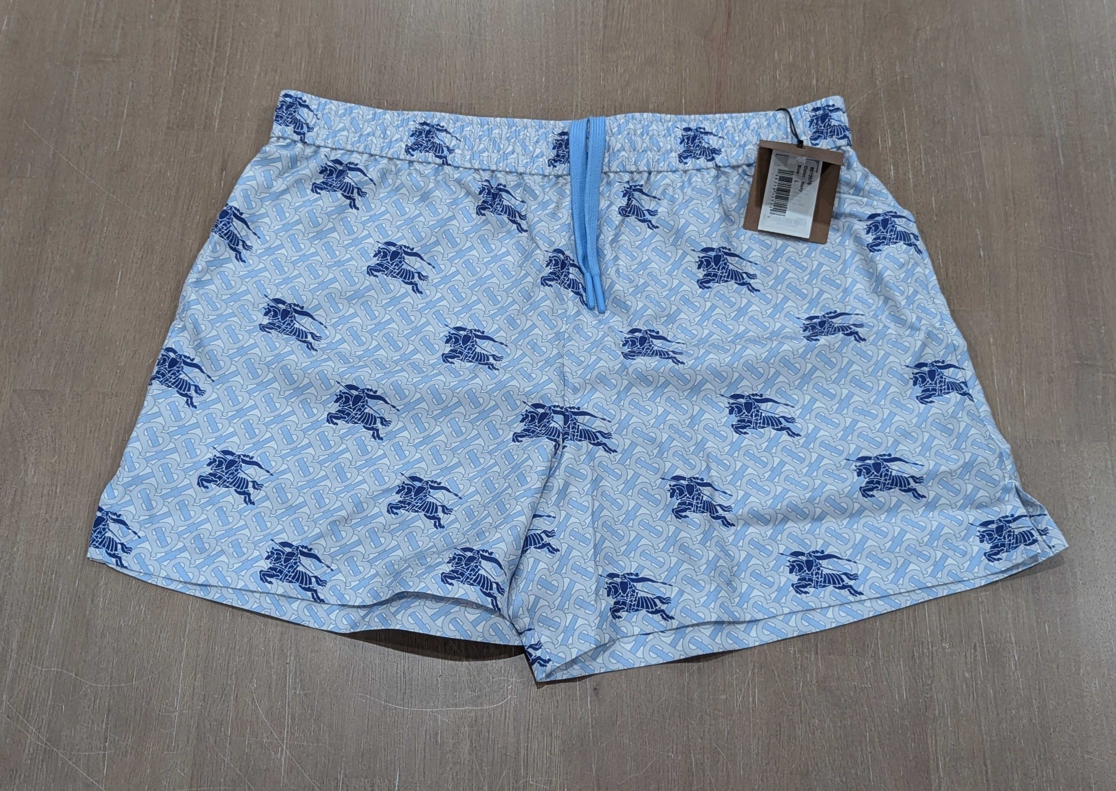 Burberry Burberry Monogram Print Silk Shorts Light Blue/Navy Large Size US 34 / EU 50 - 1 Thumbnail