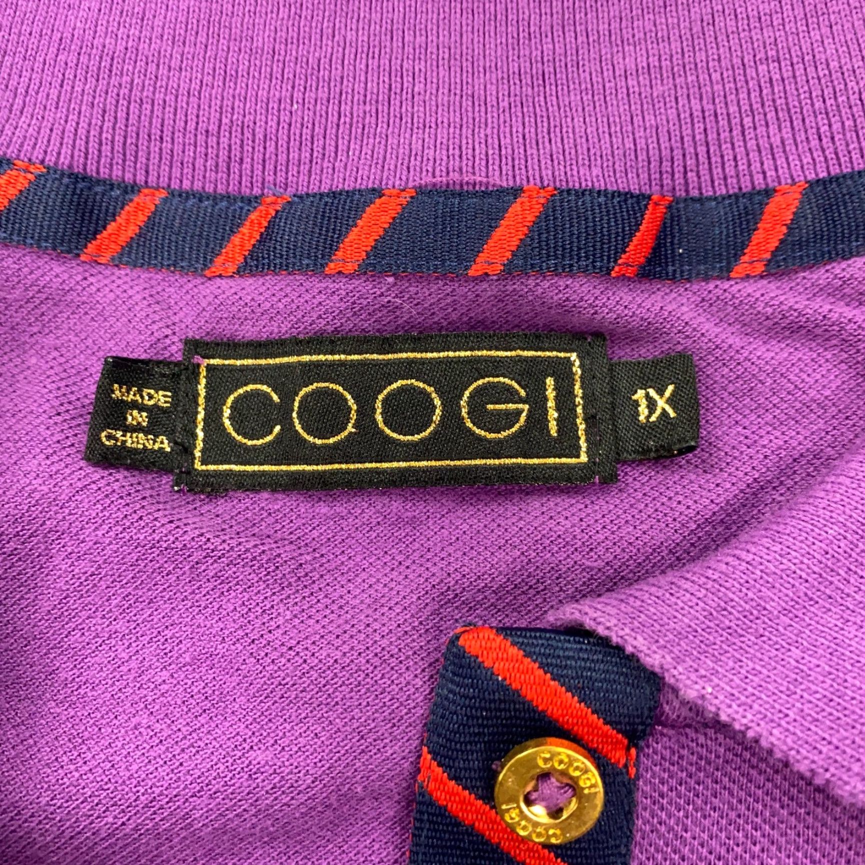 Coogi COOGI Womens Polo Shirt Size 1X Purple Cap Sleeve Retro 90s Short Sleeve Button Collared Jersey Cotton Polyester Vintage: No flaws noted Size XL / US 12-14 / IT 48-50 - 6 Thumbnail