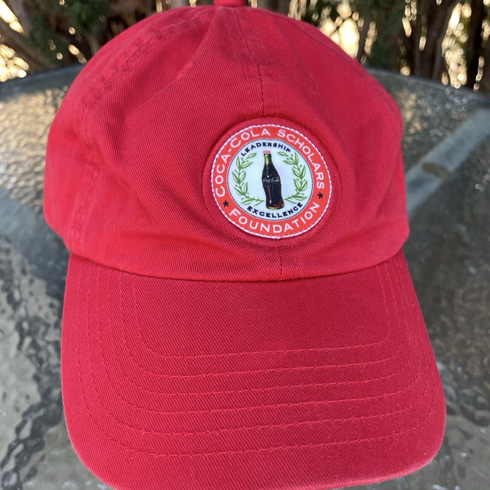 Vintage VTG Coca-Cola Scholars Foundation Patched Red Strapback Baseball Cap Hat OS Unisex Adults 90s Adjustable Buckle Cotton Red Hat Size ONE SIZE - 3 Thumbnail