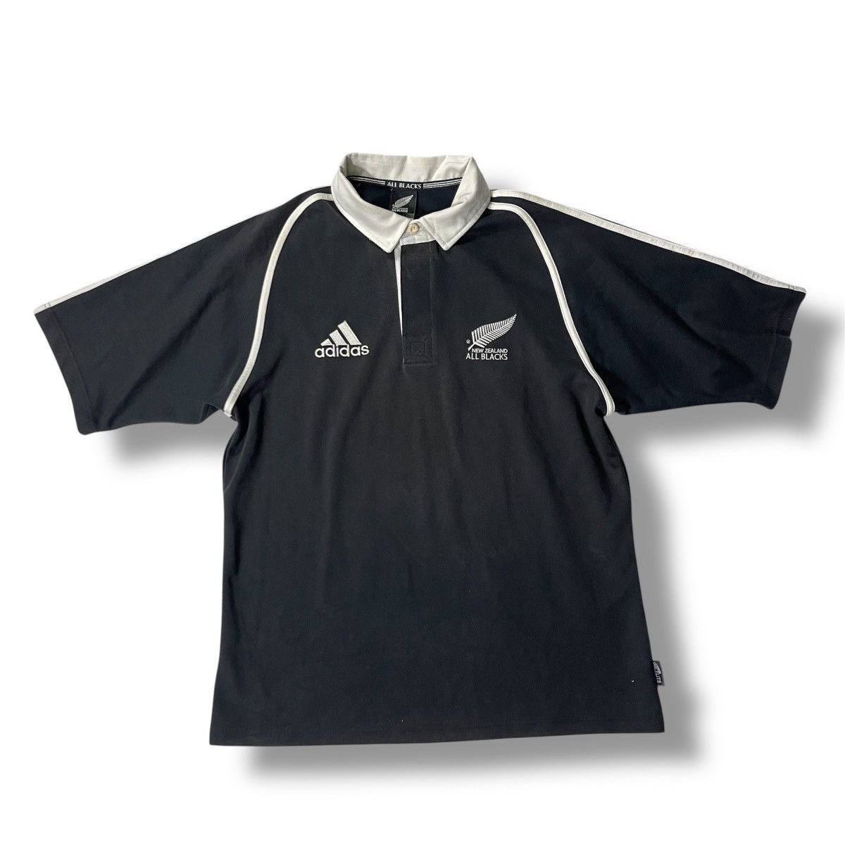 All Blacks Vintage 90s Adidas All Black Rugby Polo Shirt Size US M / EU 48-50 / 2 - 1 Thumbnail