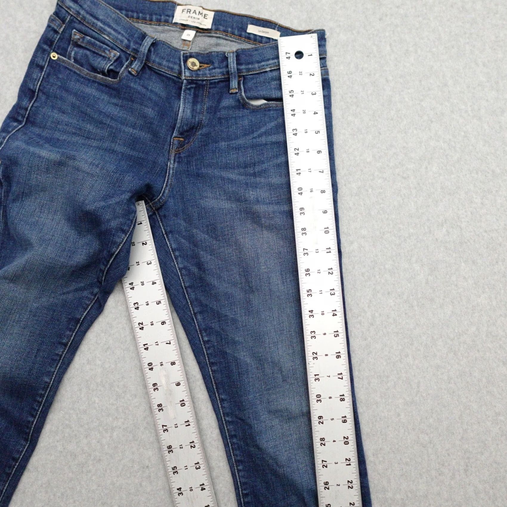 Frame FRAME Jeans Womens 25x28 Blue Medium Wash Distressed Denim Skinny Shirt/Jeans (Adult Women) Size 42" / US 20 - 5 Thumbnail