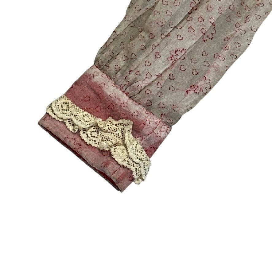 Vintage Vintage 70s Red Prairie Maxi Dress Lace Trim Sheer Sleeves M Size M / US 6-8 / IT 42-44 - 4 Thumbnail