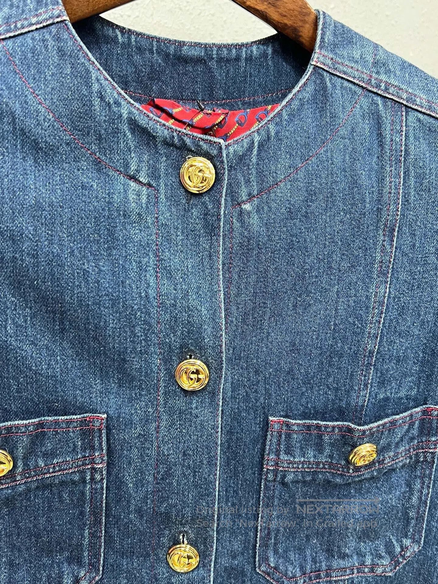 Gucci Gucci Gold Buttoned Denim Jacket. Size M / US 6-8 / IT 42-44 - 3 Thumbnail