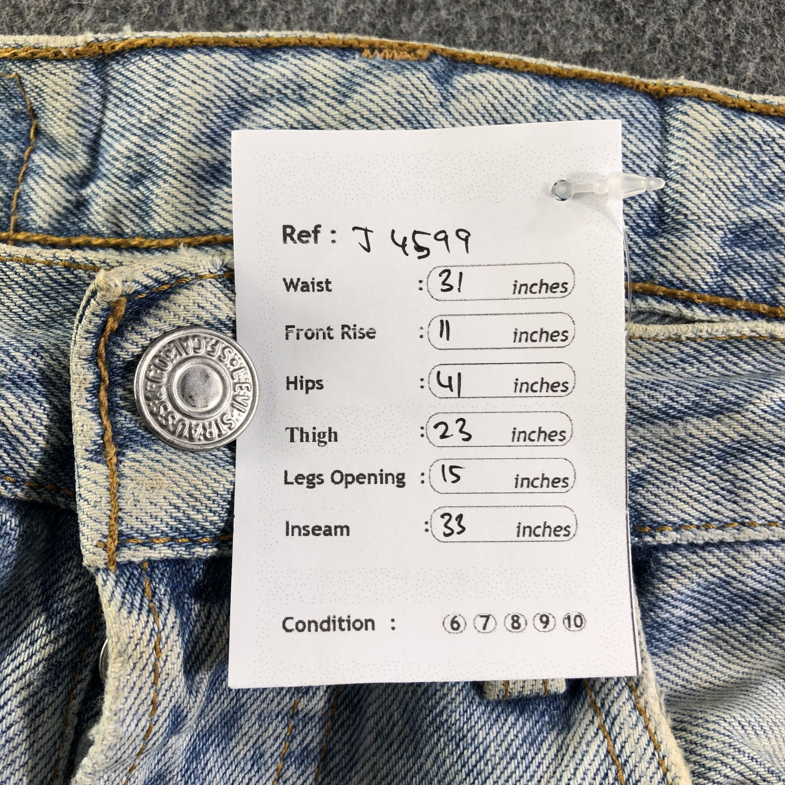 Levi's 90s Vintage Light Wash Levis 501 Jeans-J4599 Size US 31 - 13 Thumbnail