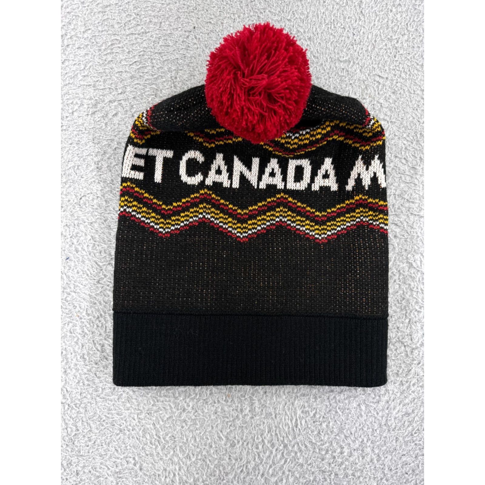 Vintage ET Canada Beanie Adult One Size Black MMXV 2015 Pom 100% Acrylic Knit Hat Mens Size ONE SIZE - 2 Thumbnail