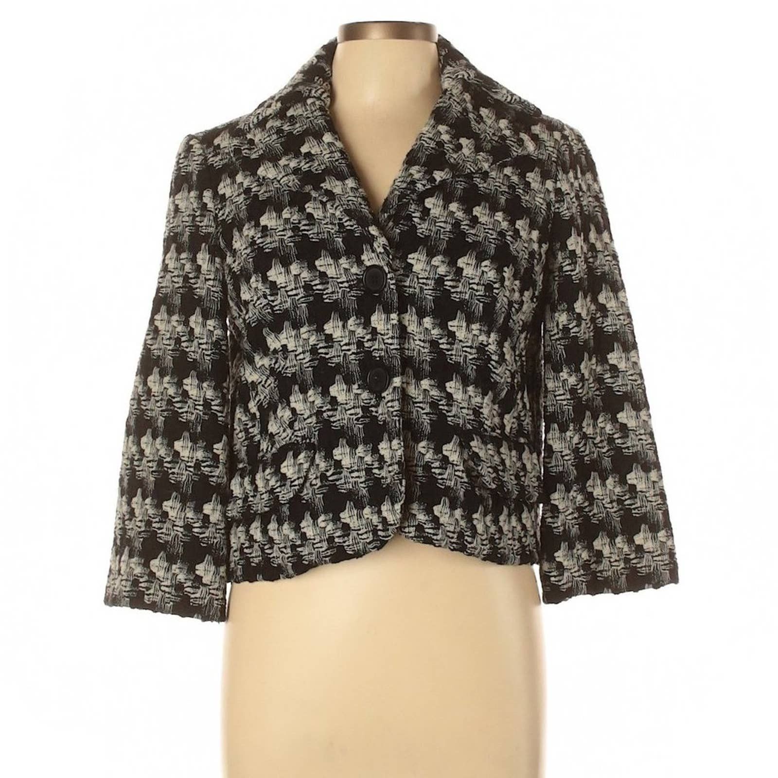 Robert Rodriguez Black and Ivory Wool Blend Short Jacket