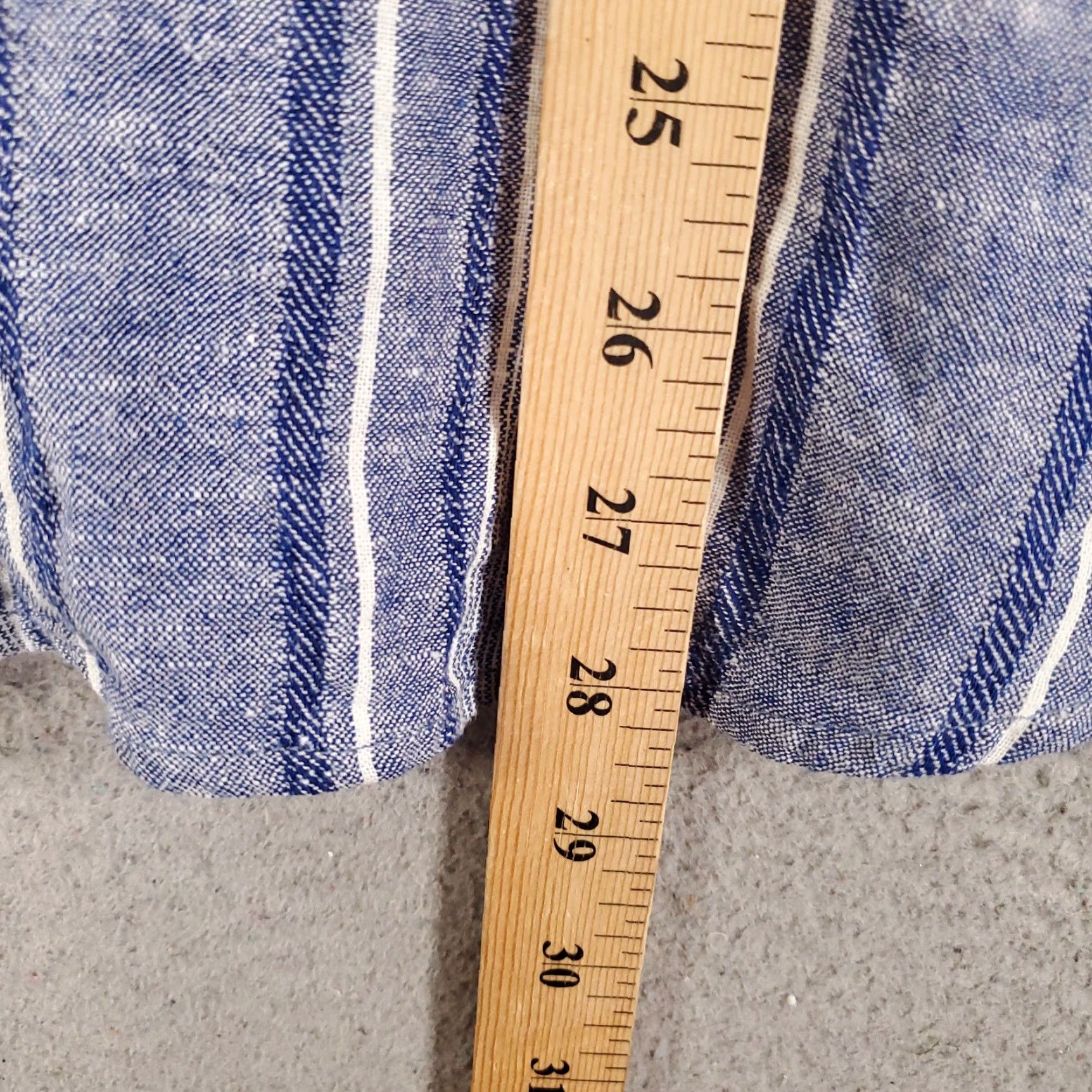 Vintage Susan Graver Linen Button Up Womens Petite XL Blue Striped Roll Tab Sleeve Size XL / US 12-14 / IT 48-50 - 3 Thumbnail