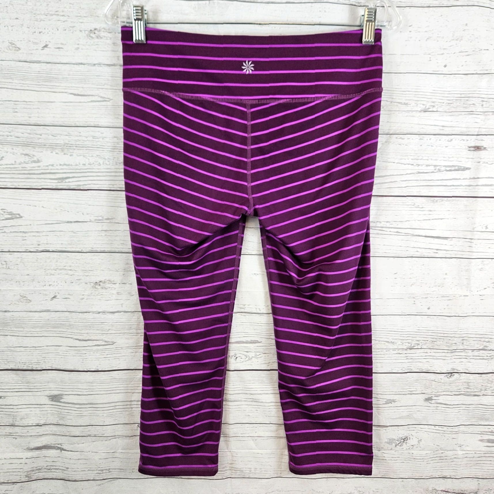 Athleta Athleta Womens Leggings Sz Medium Cropped Purple Striped Size 32" / US 10 / IT 46 - 3 Thumbnail
