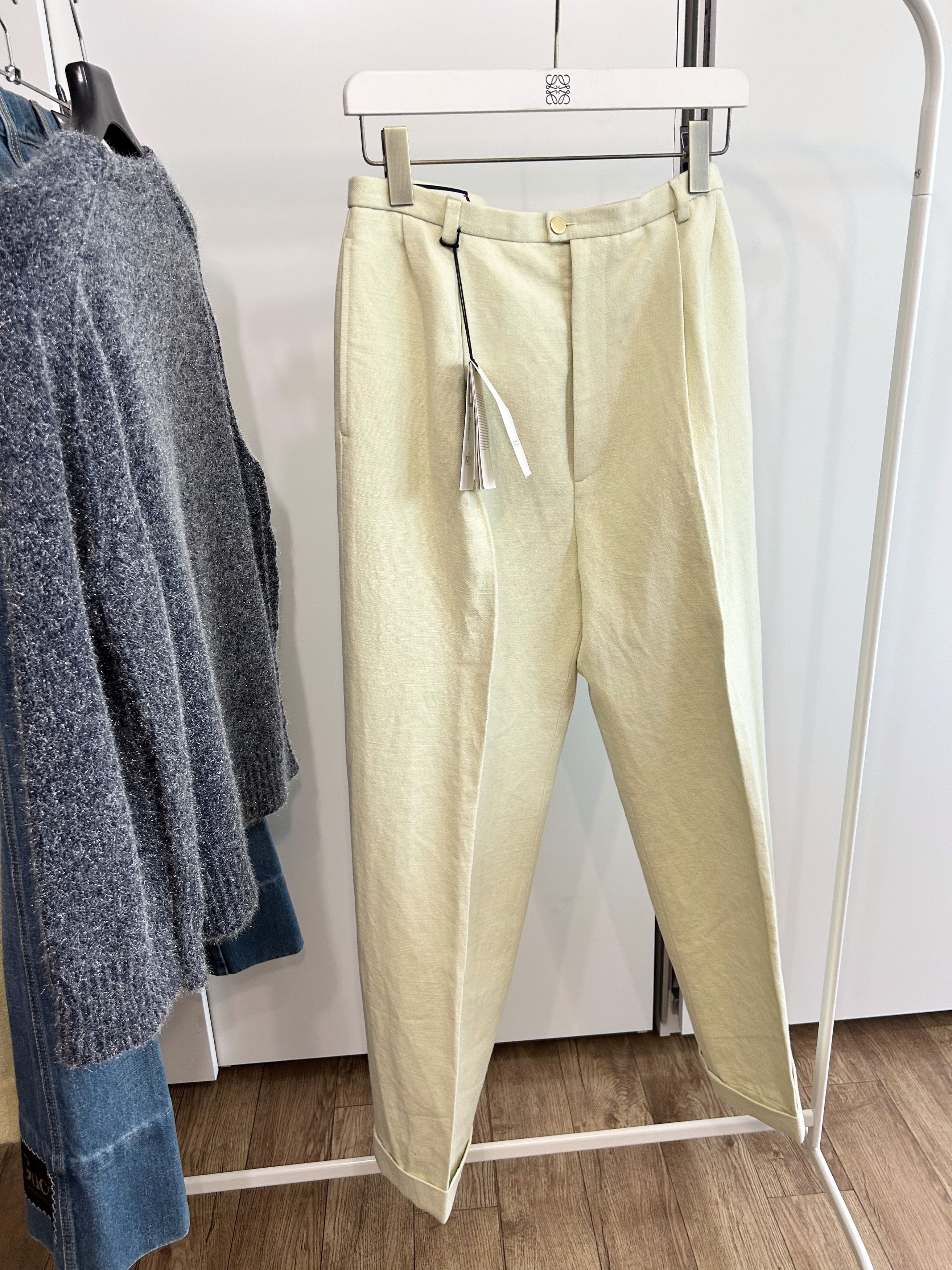 Gucci GUCCI Pale Yellow Pleated Trousers Size US 32 / EU 48 - 1 Thumbnail