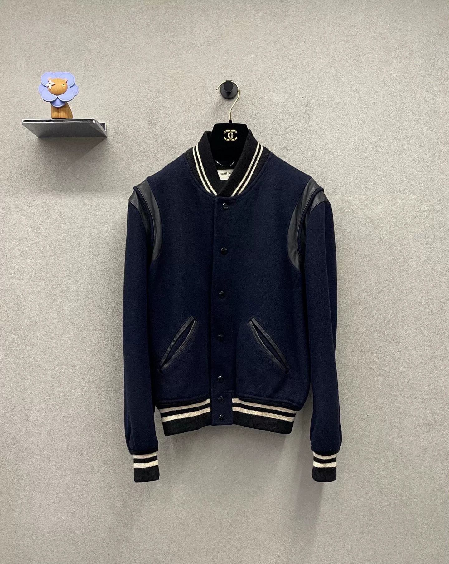 Saint Laurent Paris Saint Laurent Dark Blue Varsity Jacket Size US S / EU 44-46 / 1 - 1 Thumbnail