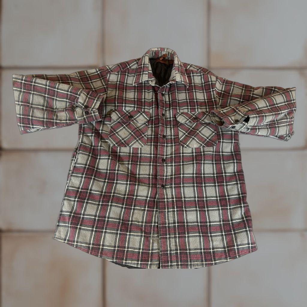 Vintage VINTAGE Fieldmaster Quilted Flannel Shirt Jacket Shacket Mens Large Gray Plaid Workwear Clothing Shirt/Coat Mens L Size US L / EU 52-54 / 3 - 1 Thumbnail