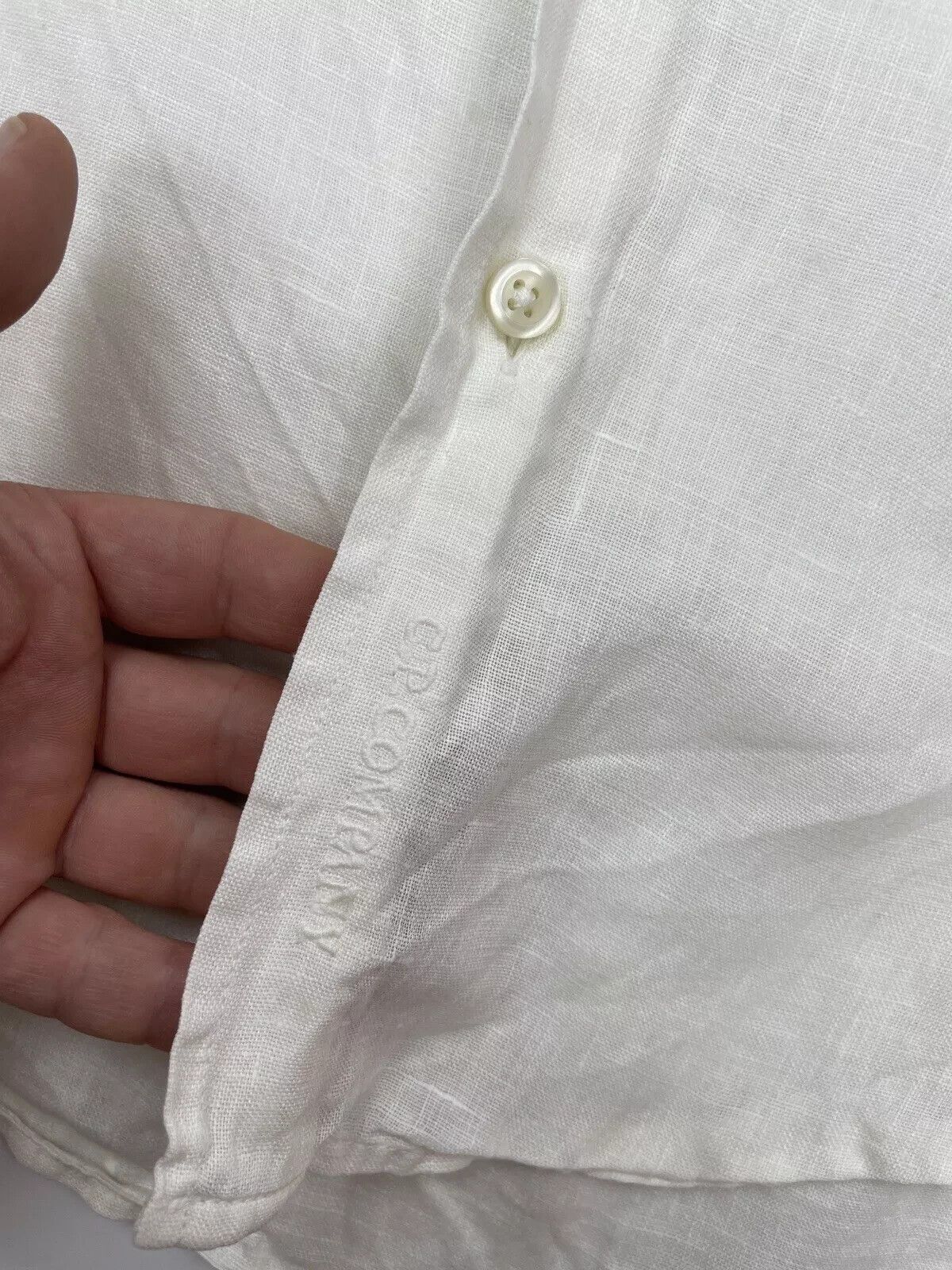 C.P. Company C.P. Company Linen Men Short sleeve Button-up Shirt White Size US L / EU 52-54 / 3 - 6 Thumbnail