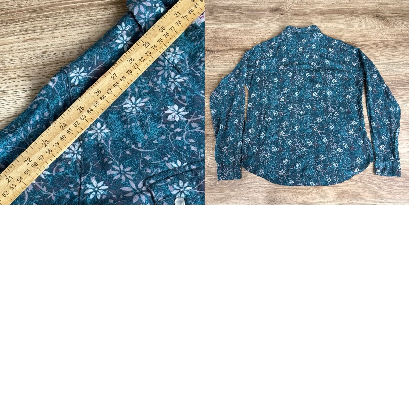 Wrangler WRANGLER Long Sleeve Button-Up Shirt Teal Floral Snap Down Size L Womens Size L / US 10 / IT 46 - 8 Thumbnail