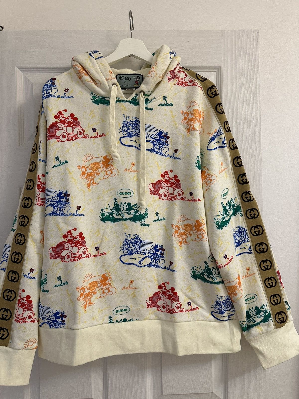 image of Gucci X Disney Cream Mickey Mouse Hoodie in White, Men's (Size XL)