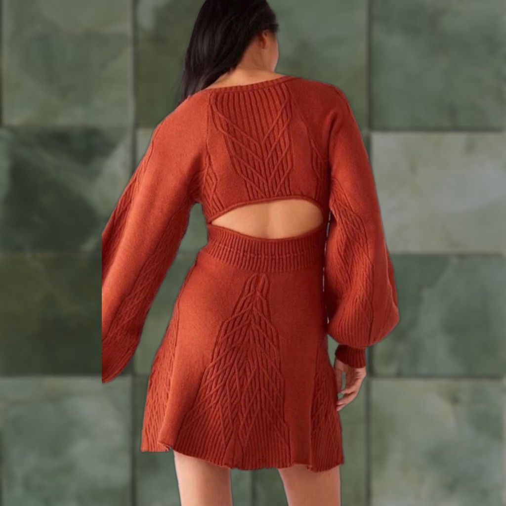 Free People Free People Women's Cinnamon Long Sleeve Square Neck Short Mini Dress XL Size XL / US 12-14 / IT 48-50 - 1 Thumbnail
