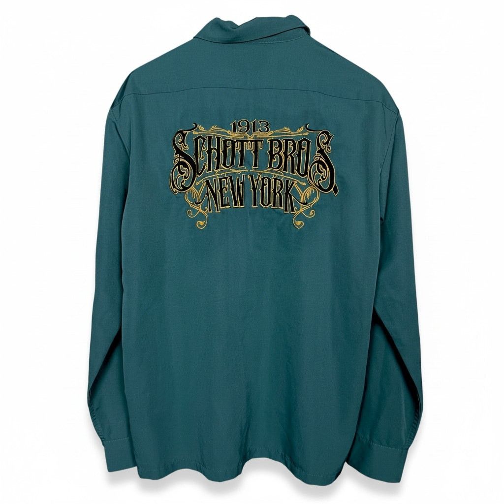 Schott Schott Brothers NYC LS Dark Green Embroidered Work Shirt L Size US L / EU 52-54 / 3 - 1 Thumbnail