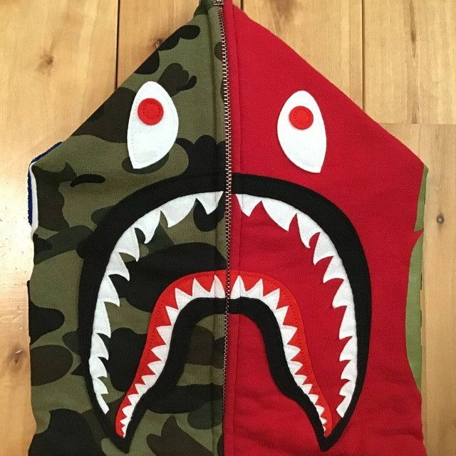 Bape BAPE Red 1st camo green shark full zip hoodie a bathing ape Size US M / EU 48-50 / 2 - 3 Thumbnail
