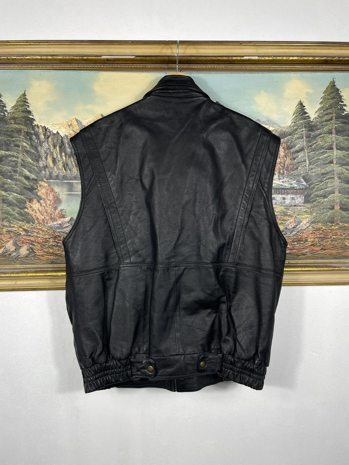 Vintage Black Retro 90s Genuine Real Leater Vest Punk Rock Motocycle Size US L / EU 52-54 / 3 - 5 Thumbnail