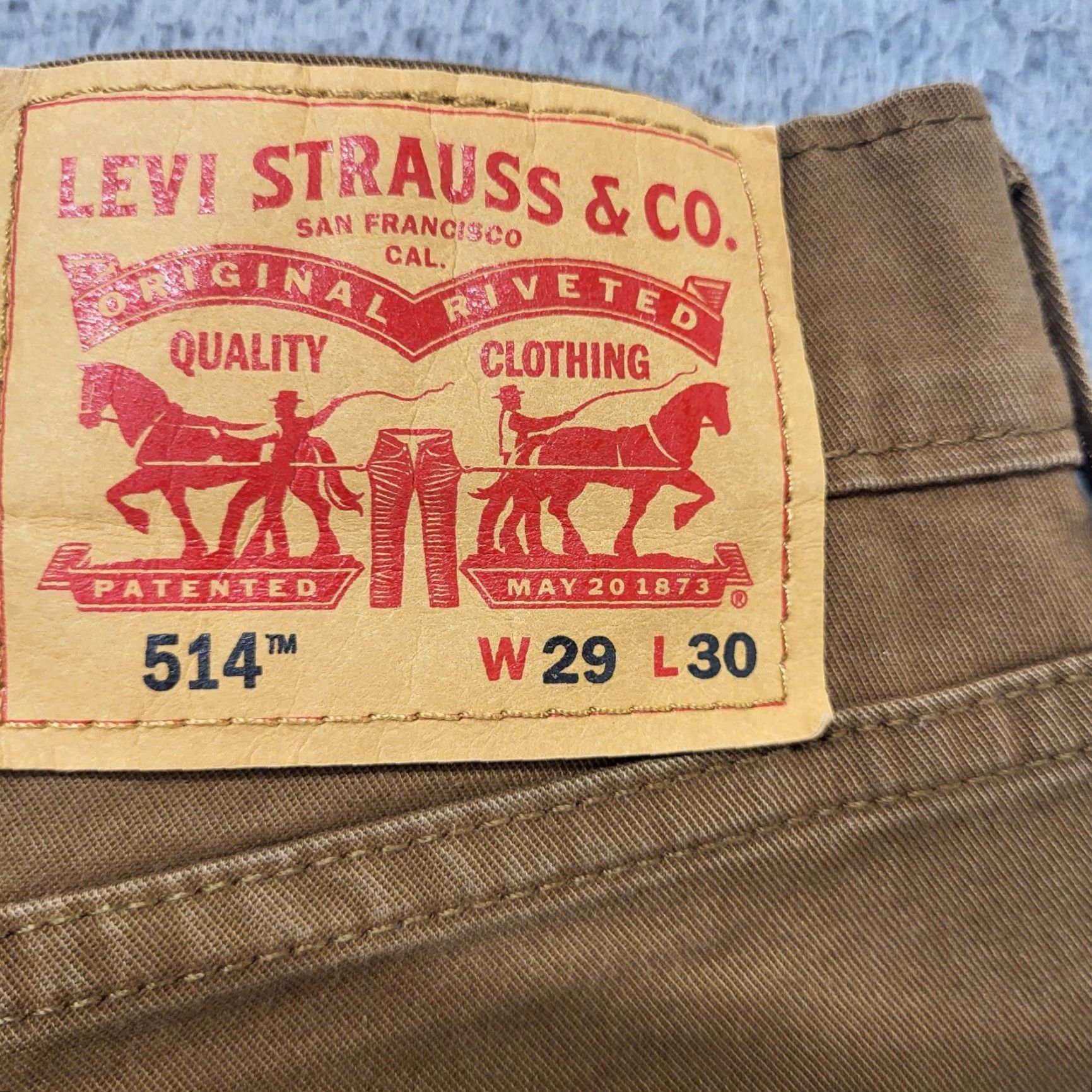 Levi's Levi's 514 Jeans Men's 29X30 Tan Khaki Straight Fit 100% Cotton Denim Chino Jeans Size US 29 - 4 Thumbnail
