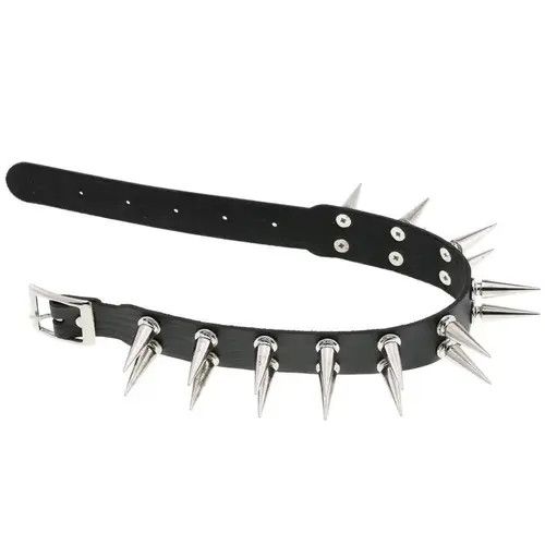 Other Long Spiked Choker Collar Leather Goth Necklace Size ONE SIZE - 3 Thumbnail