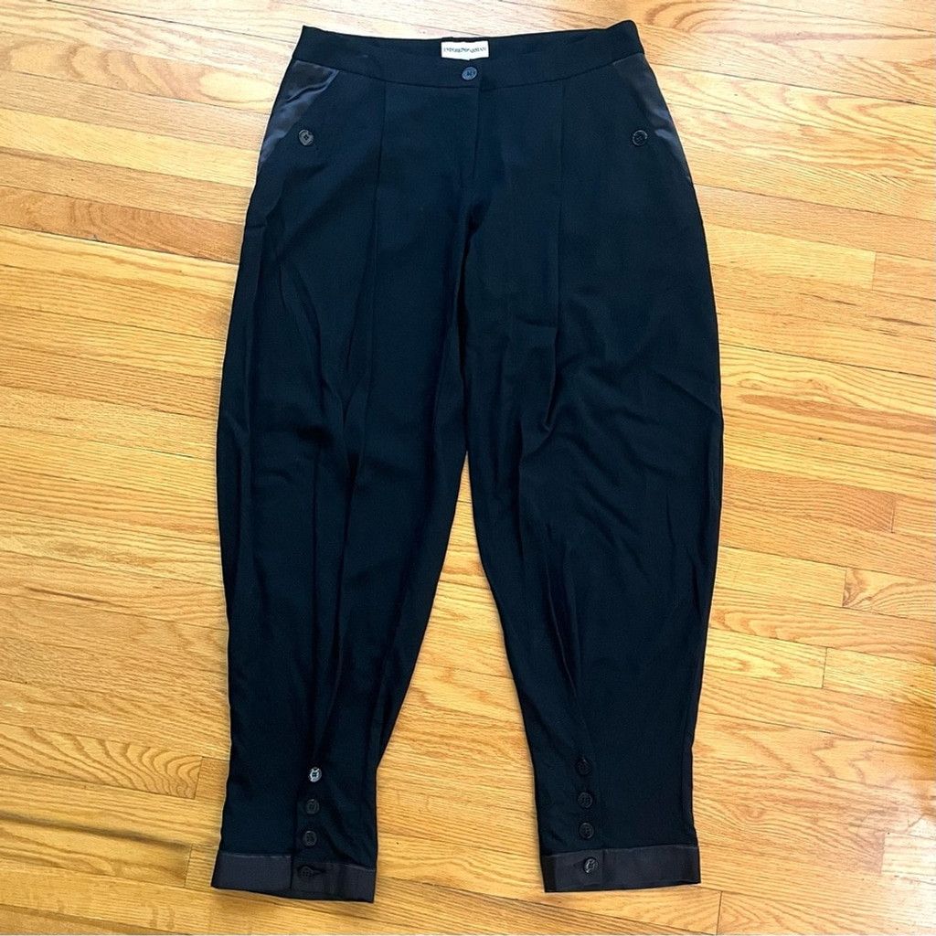 Emporio Armani EMPORIO ARMANI Black Wool Blend Trouser Pants Size 30" / US 8 / IT 44 - 1 Thumbnail